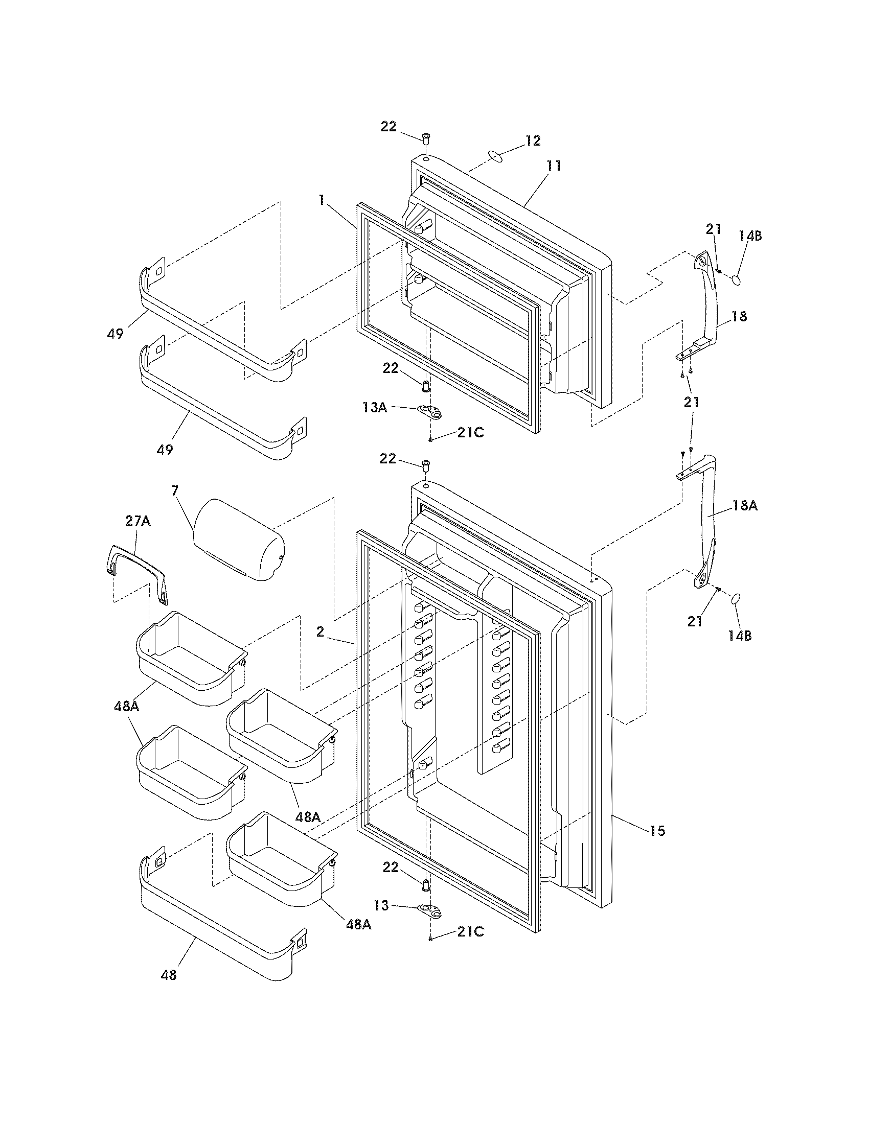 Frigidaire GS21HTZDK1 door diagram