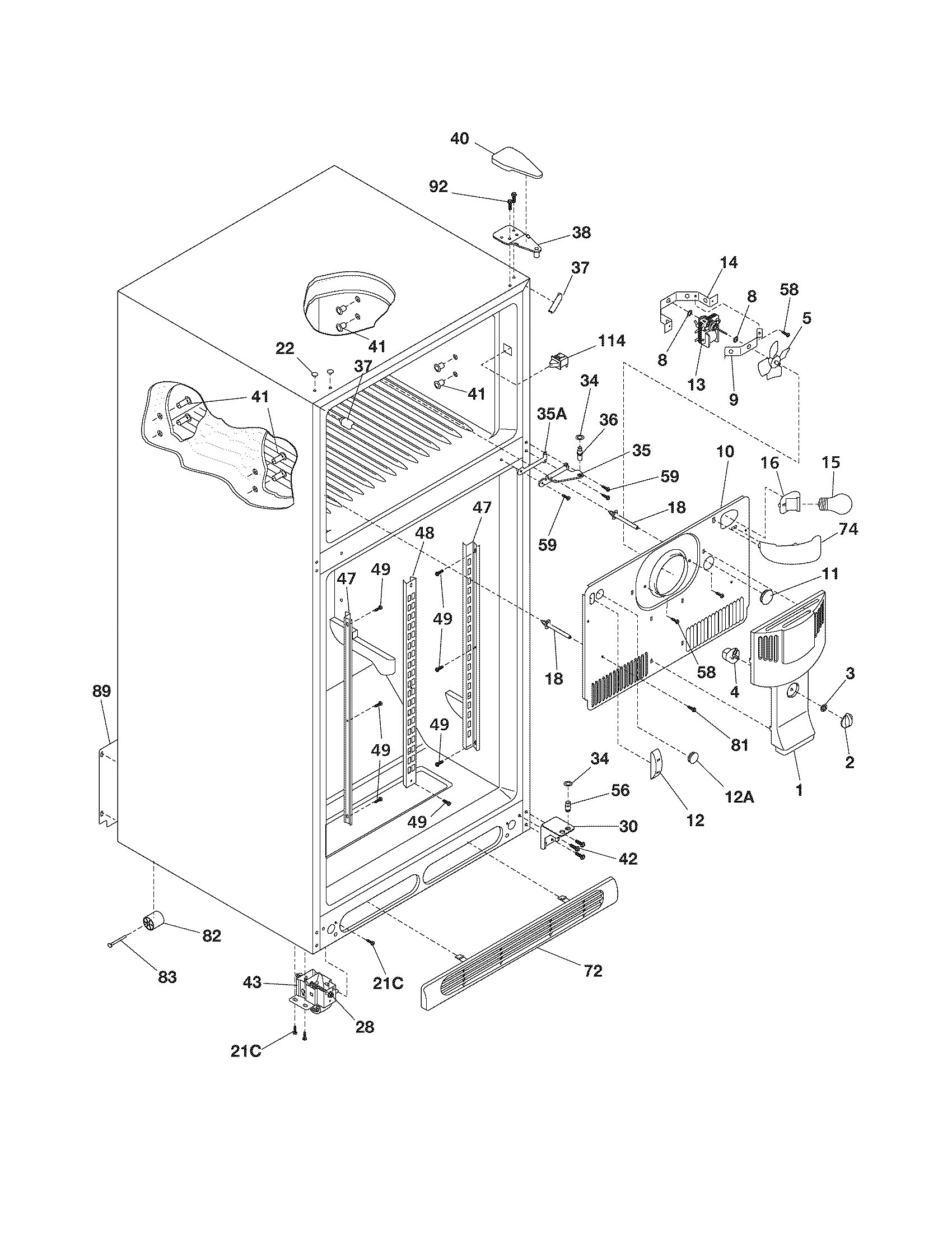 Frigidaire GS21HTZDK1 cabinet diagram