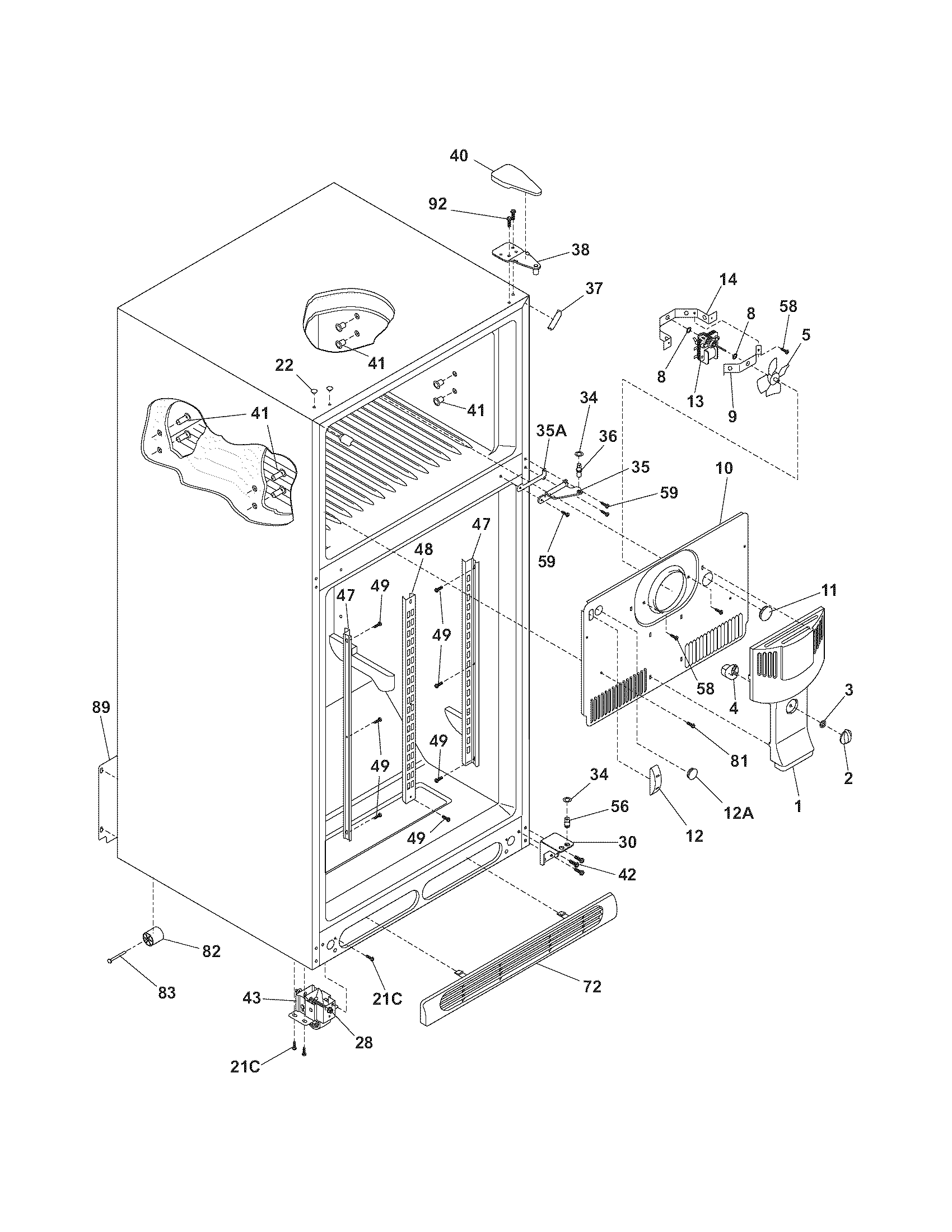 Kenmore 25364872400 cabinet diagram