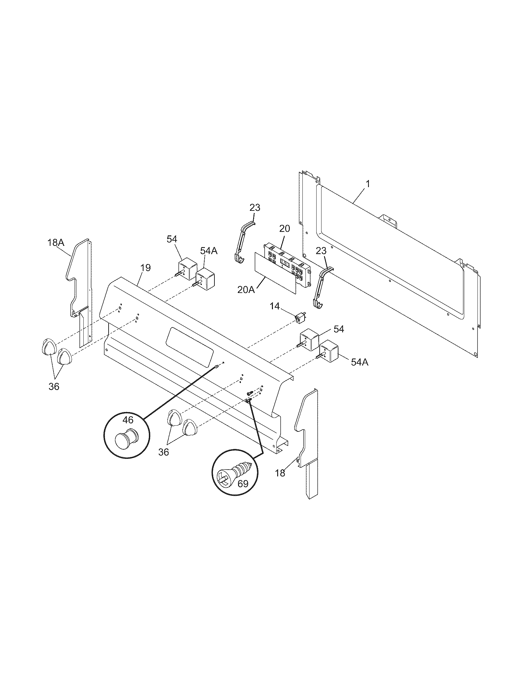 Tappan TEF350DSA backguard diagram