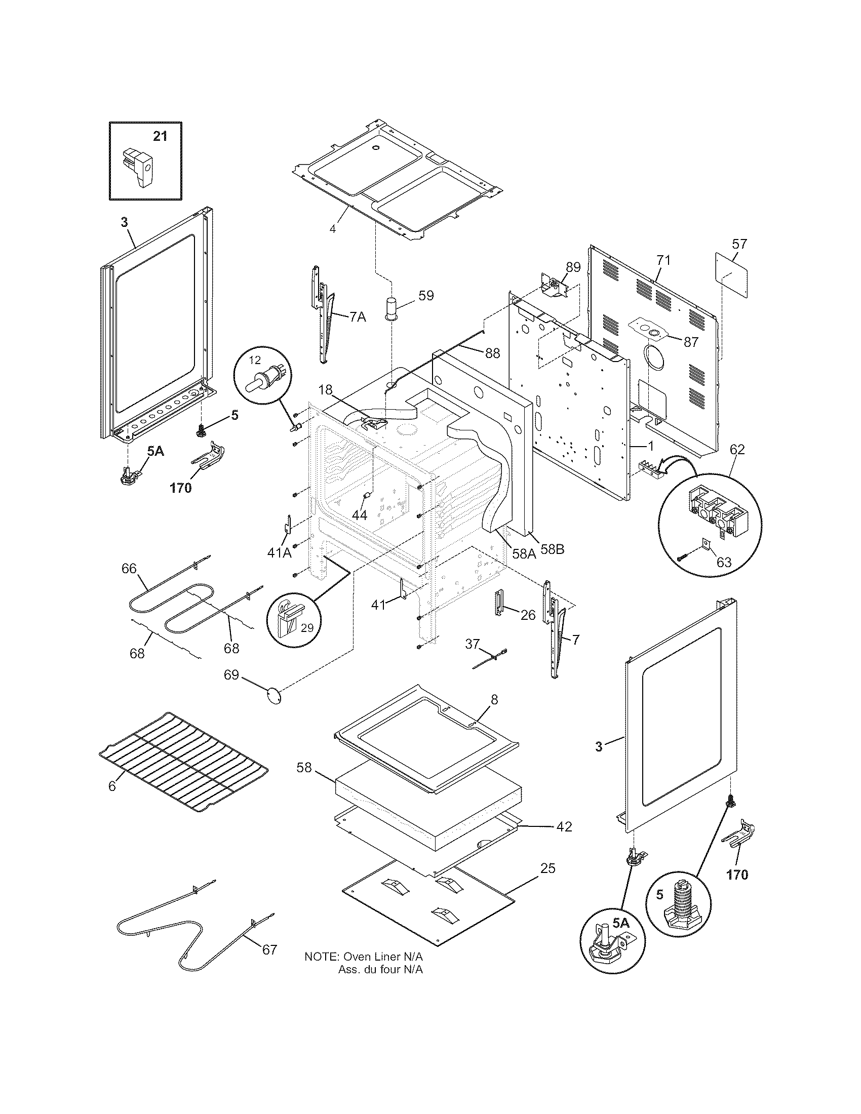Tappan TEF350DSA body diagram