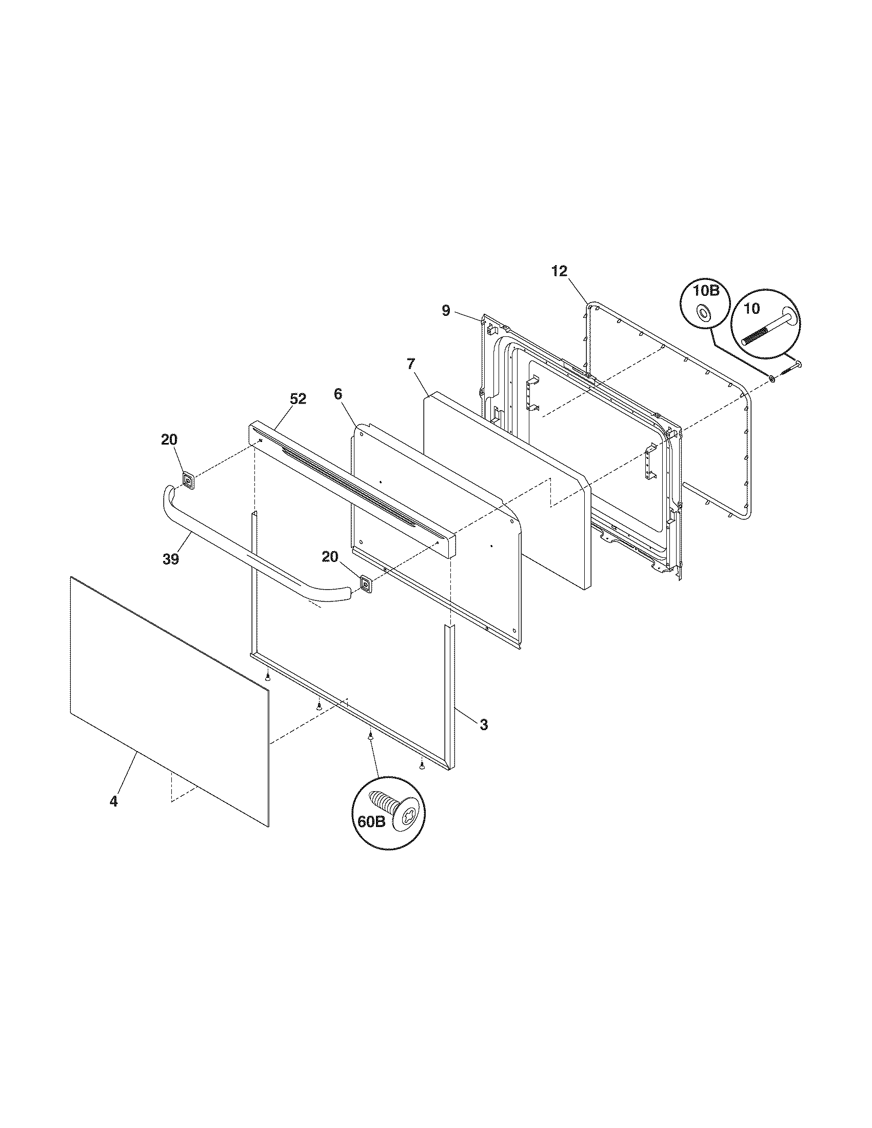 Tappan TEF350DSA door diagram