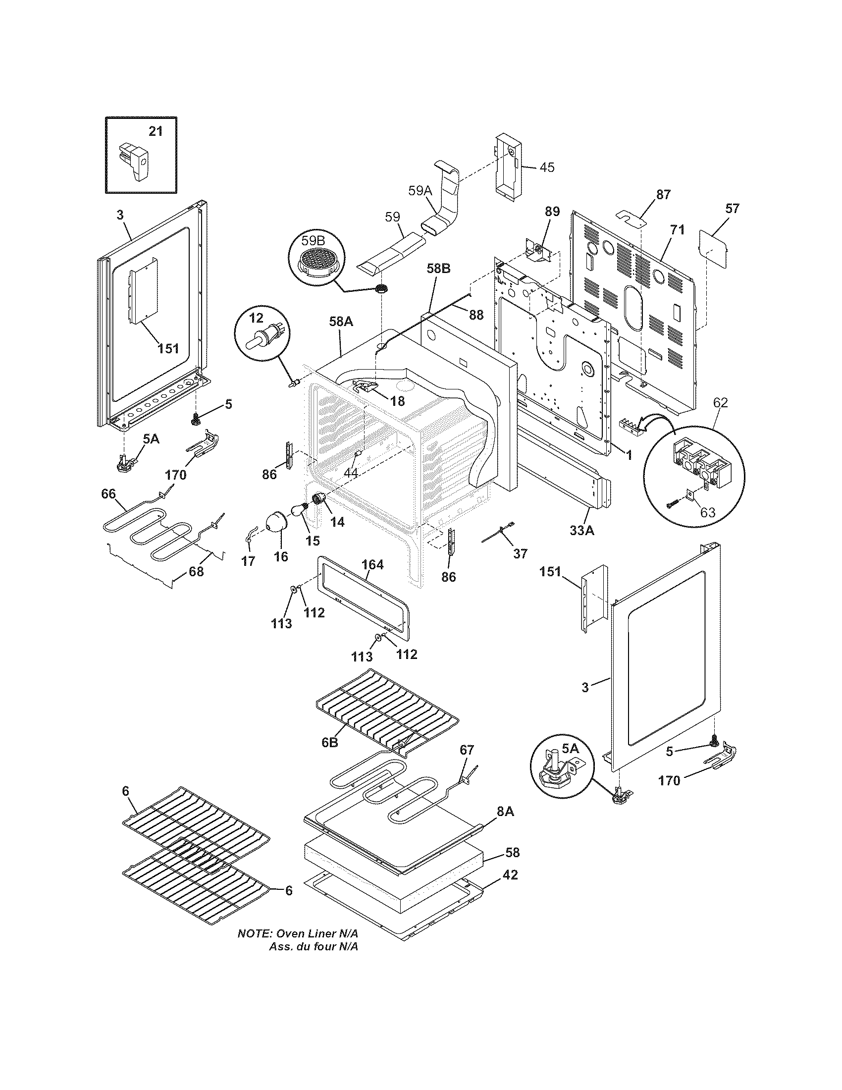 Frigidaire FEFB7ABDCB body diagram