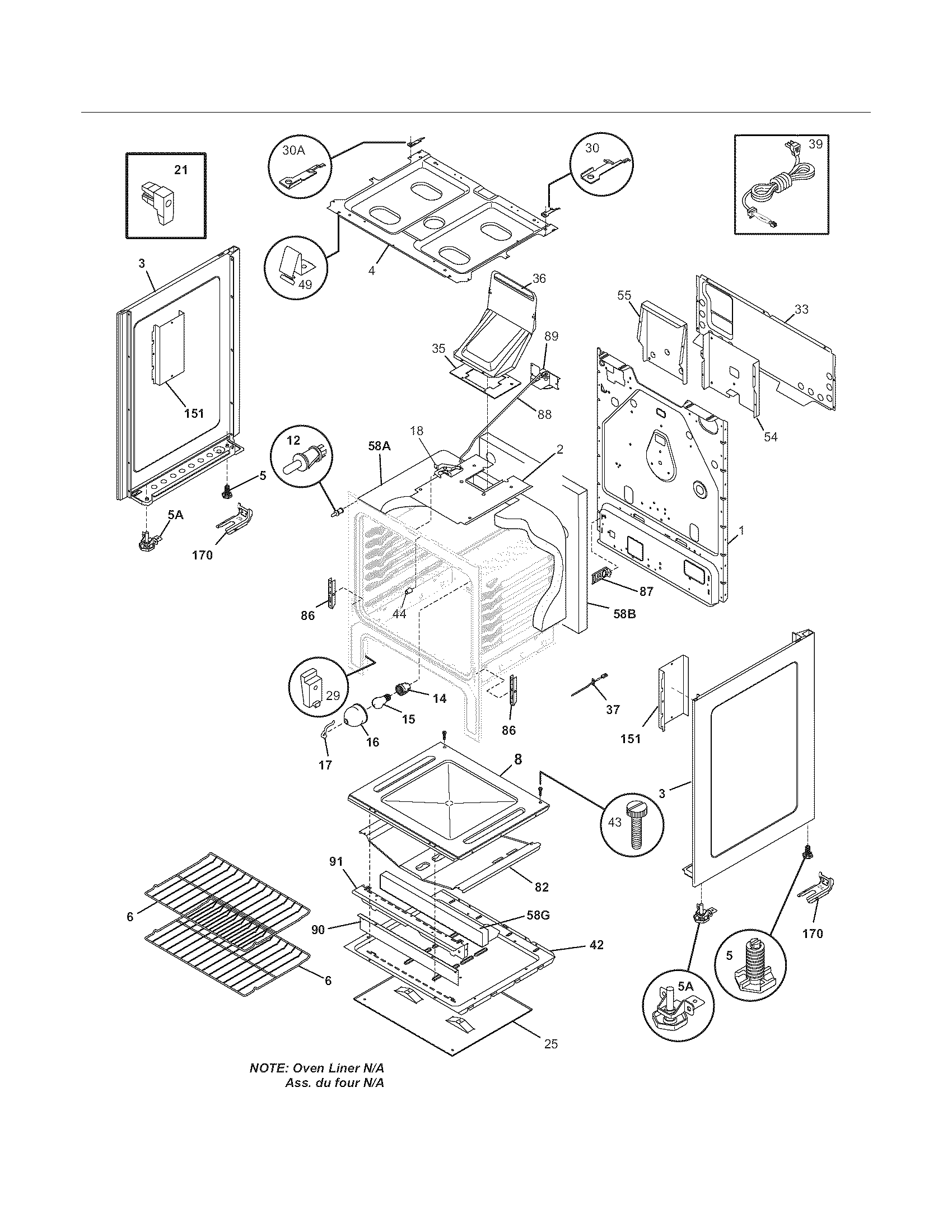 Frigidaire FGF366DSB body diagram