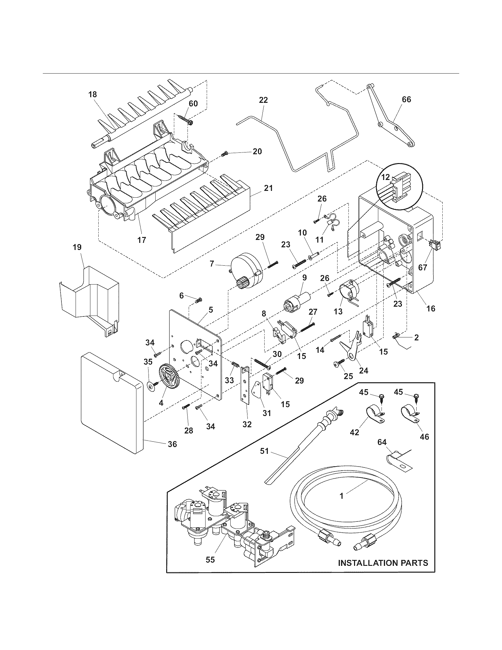 Kenmore 25354663405 ice maker diagram