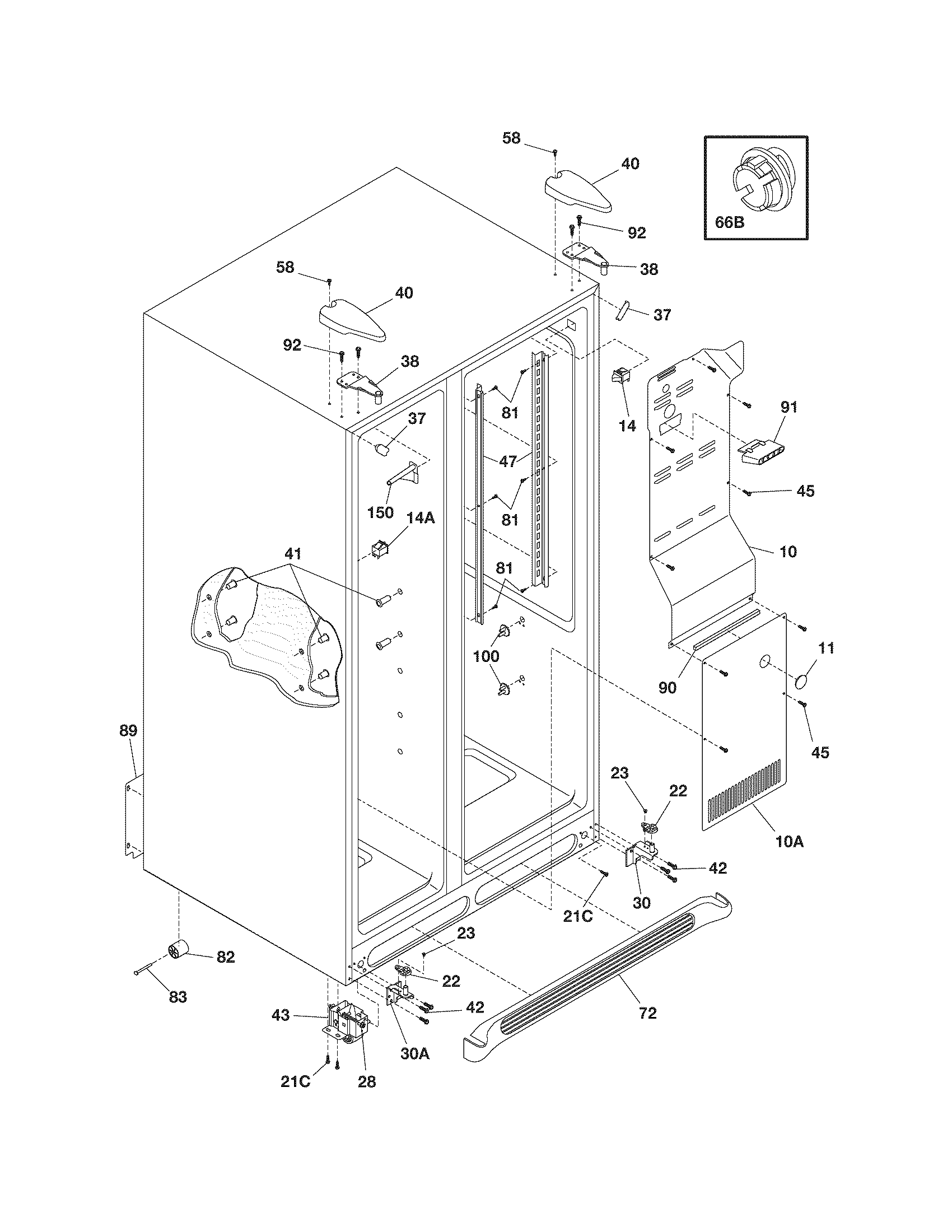 Frigidaire FRS23R4CQ9 cabinet diagram