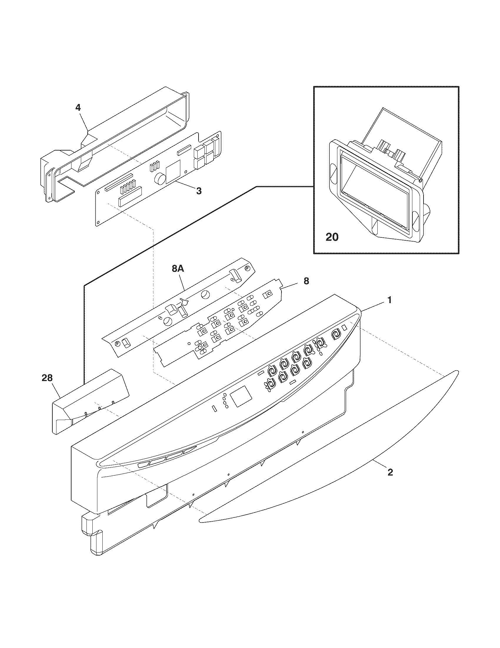 Frigidaire GLD2155RDC2 control panel diagram
