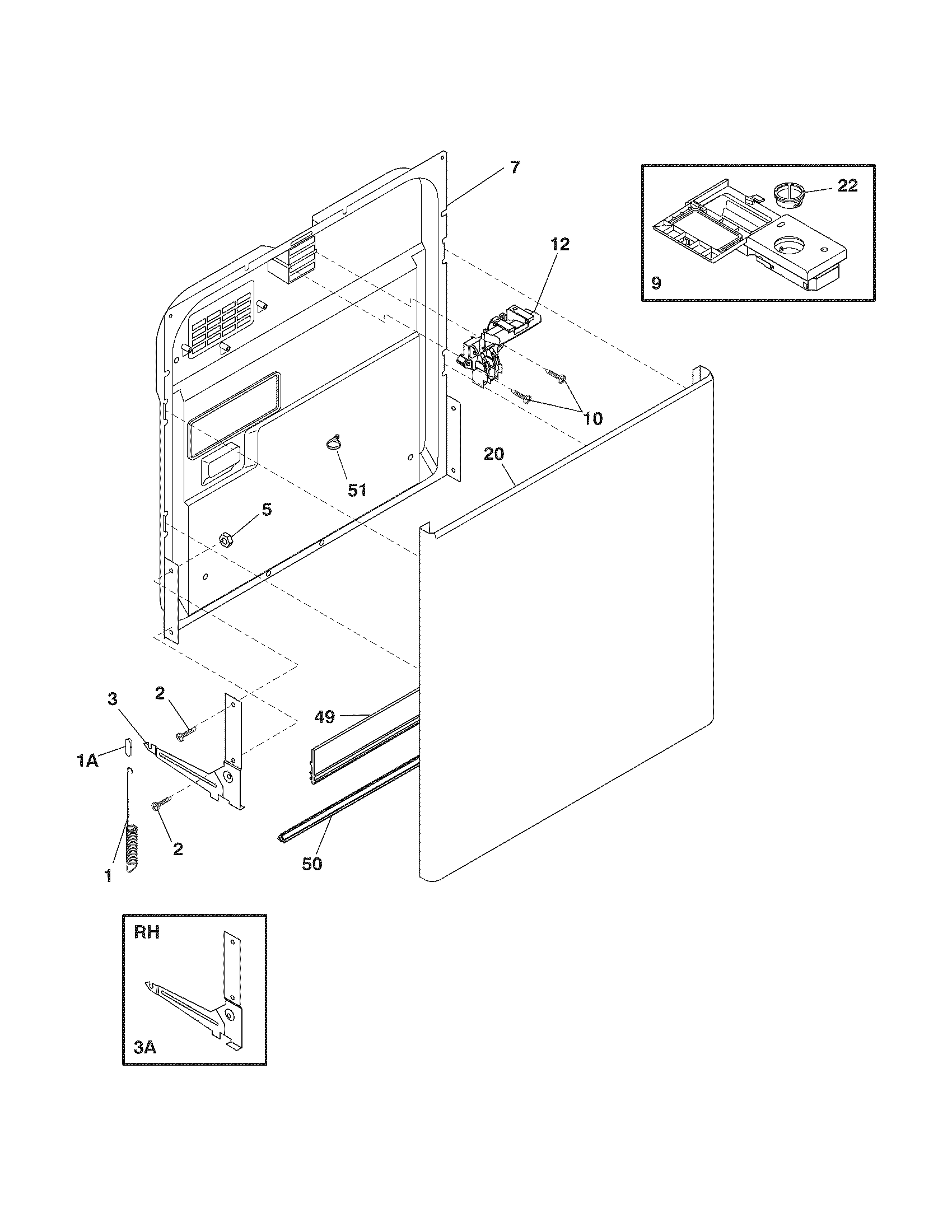 Frigidaire GLD2155RDC2 door diagram