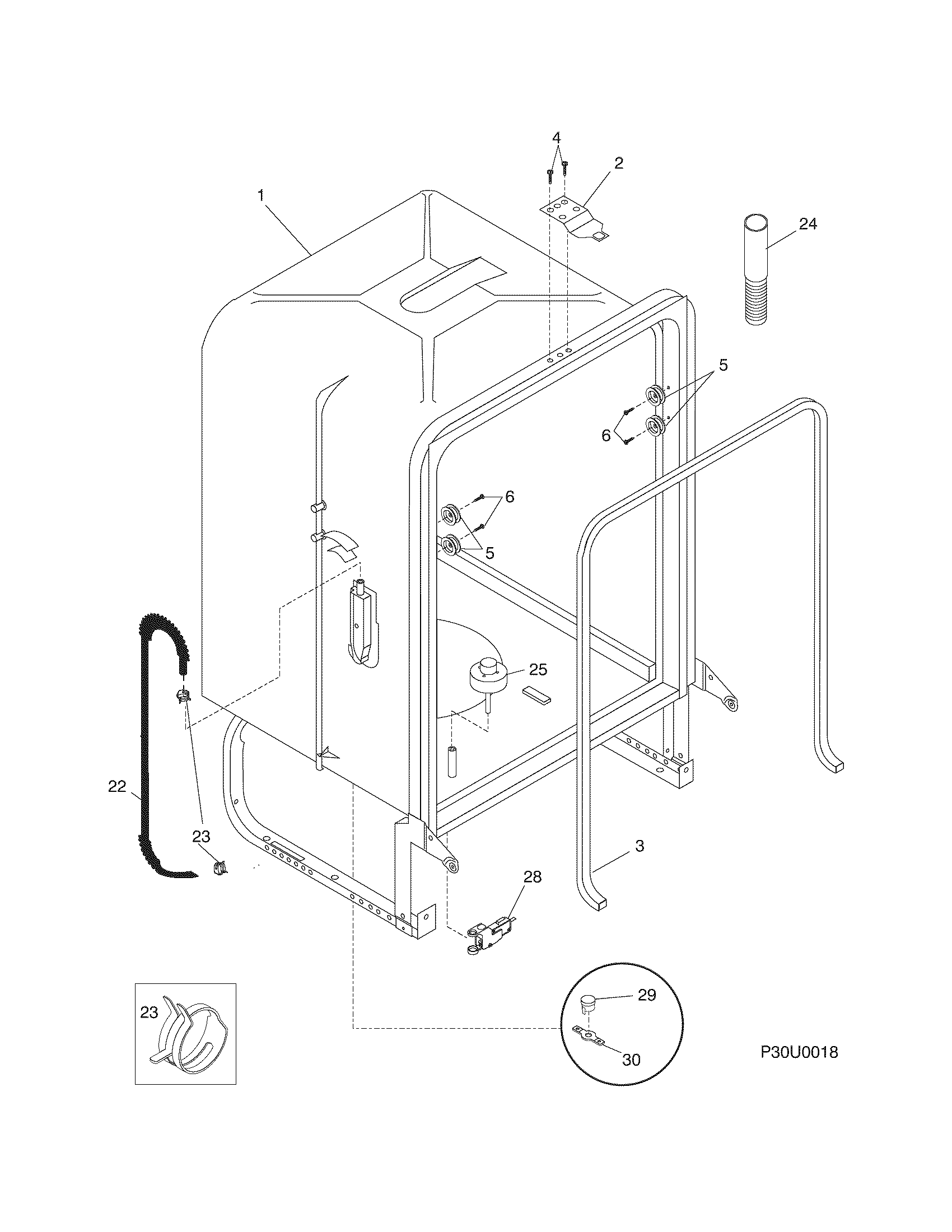 Frigidaire GLD2155RDC2 tub diagram
