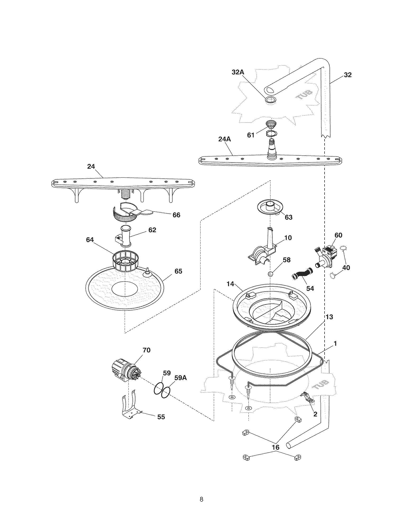 Frigidaire GLD2155RDC2 motor & pump diagram