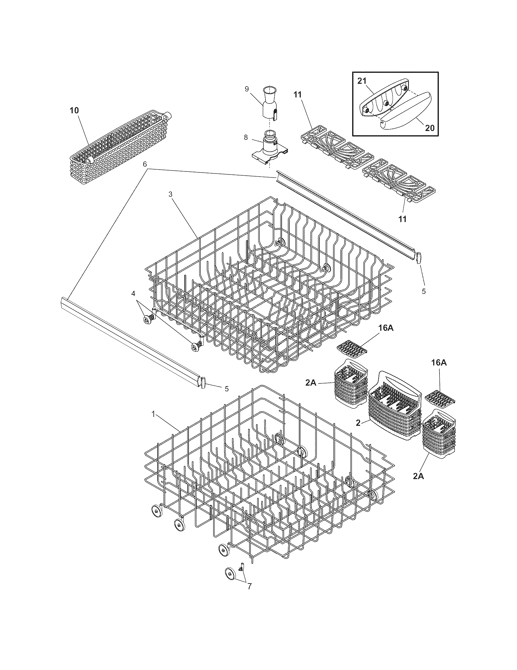 Frigidaire GLD2155RDC2 racks diagram