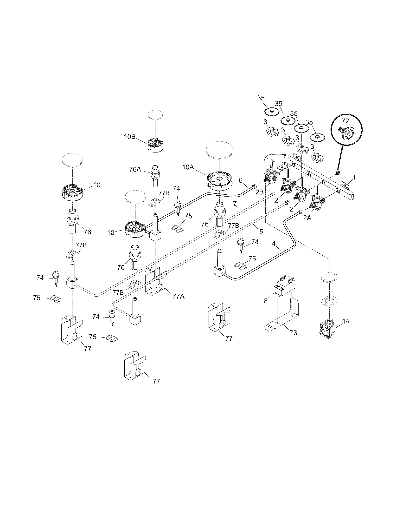 Frigidaire GLGC30S8KSB burner diagram