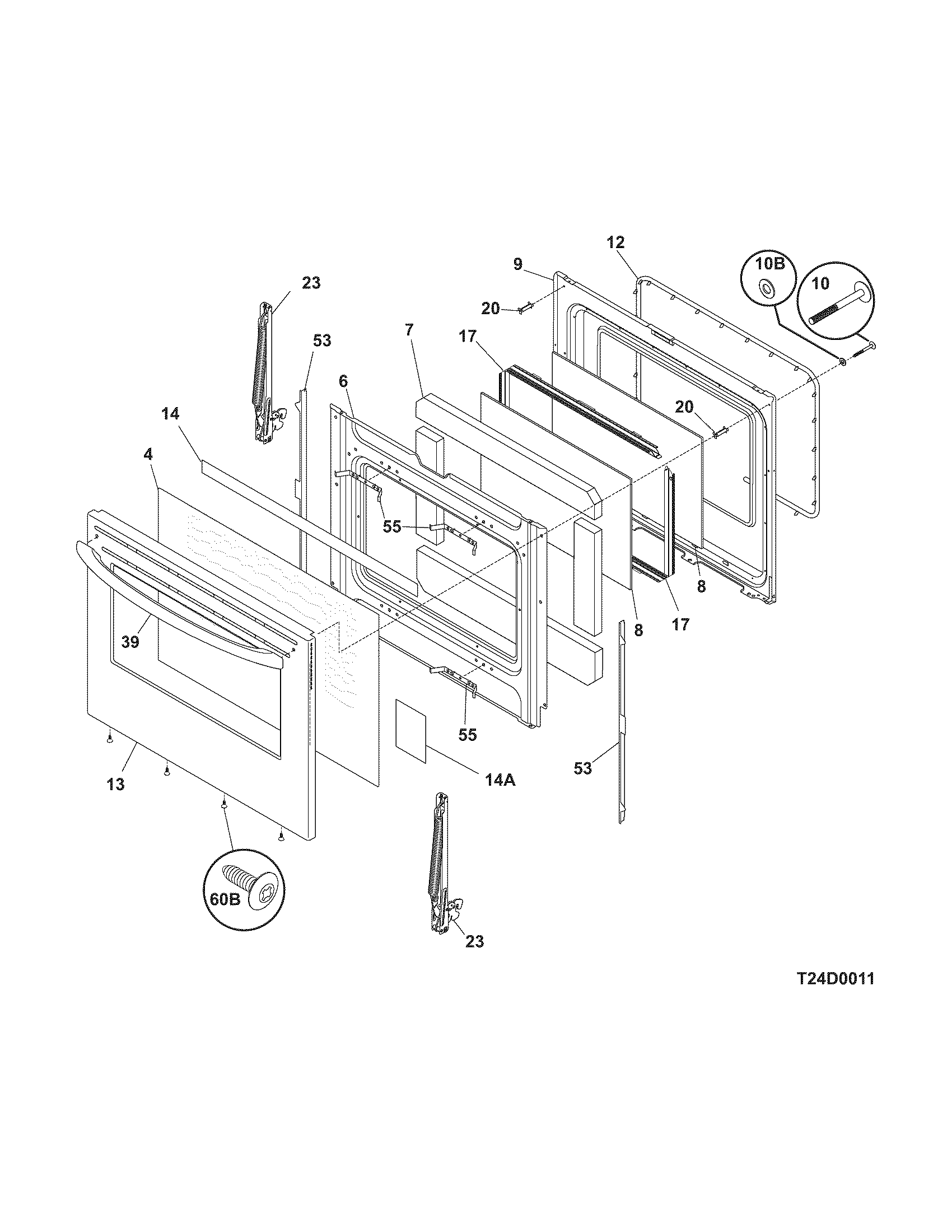 Frigidaire FGF366DCC door diagram