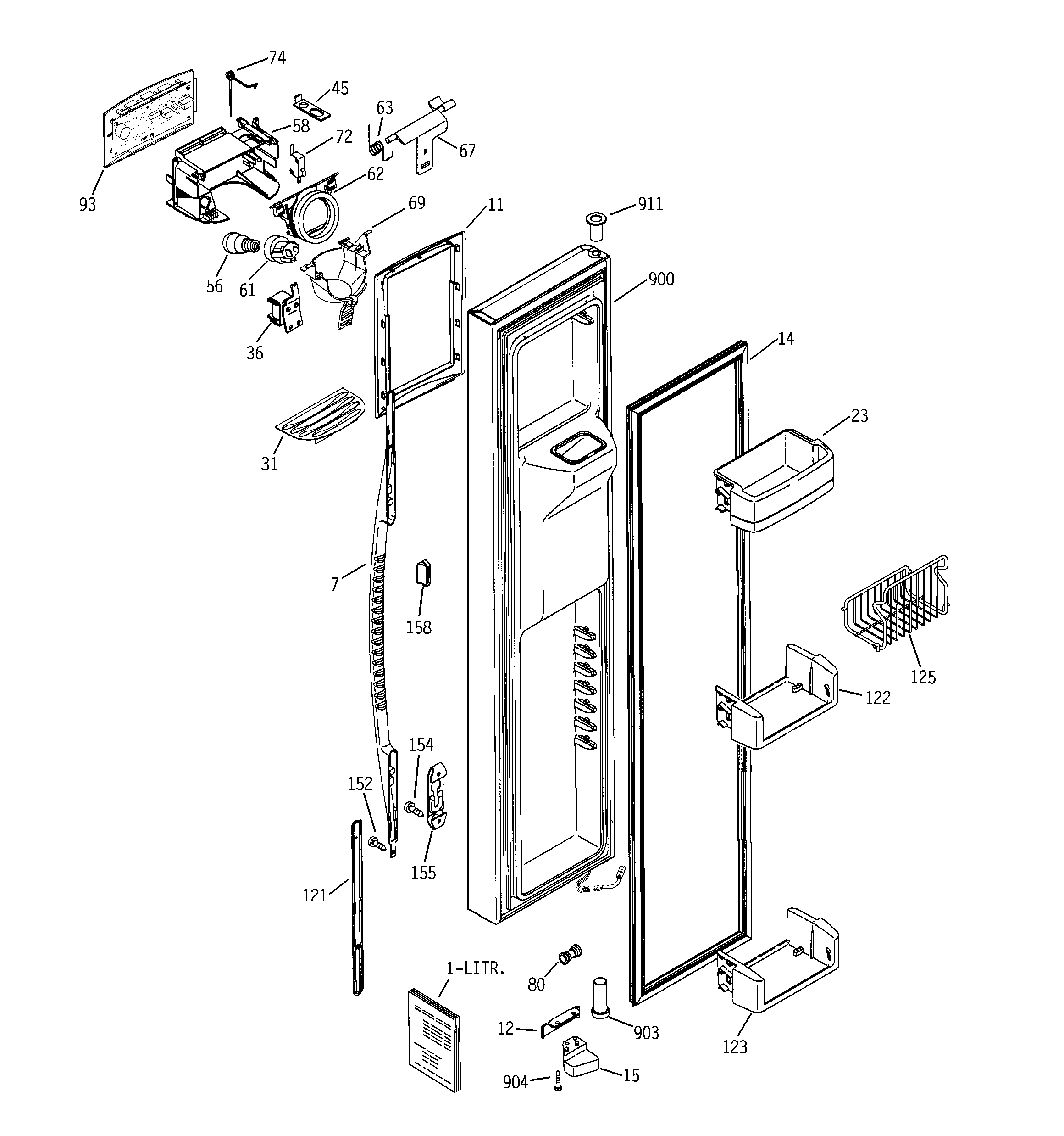 RCA RCK23MGMJFCC freezer door diagram