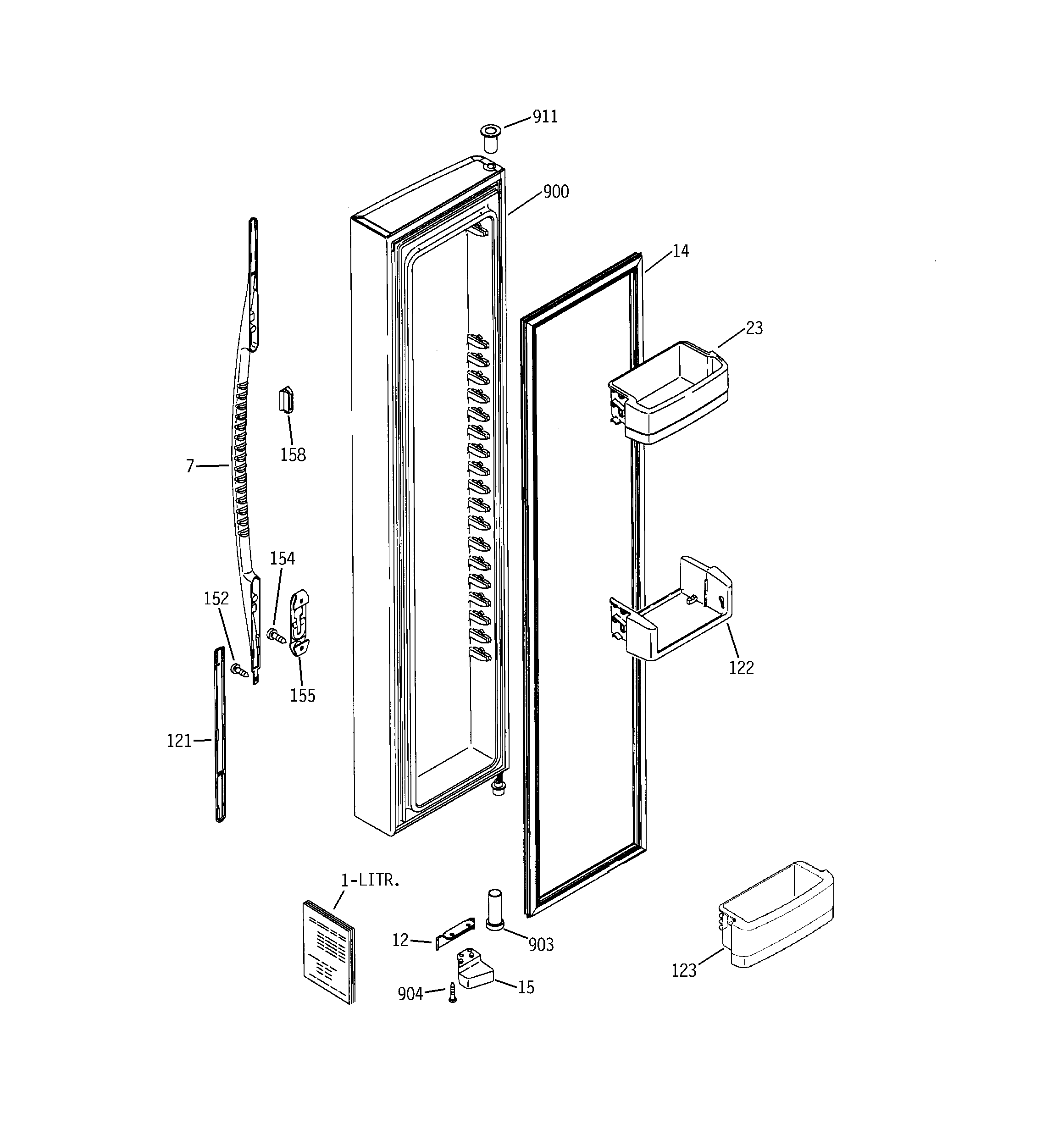 RCA RSK25LAPBCCC freezer door diagram