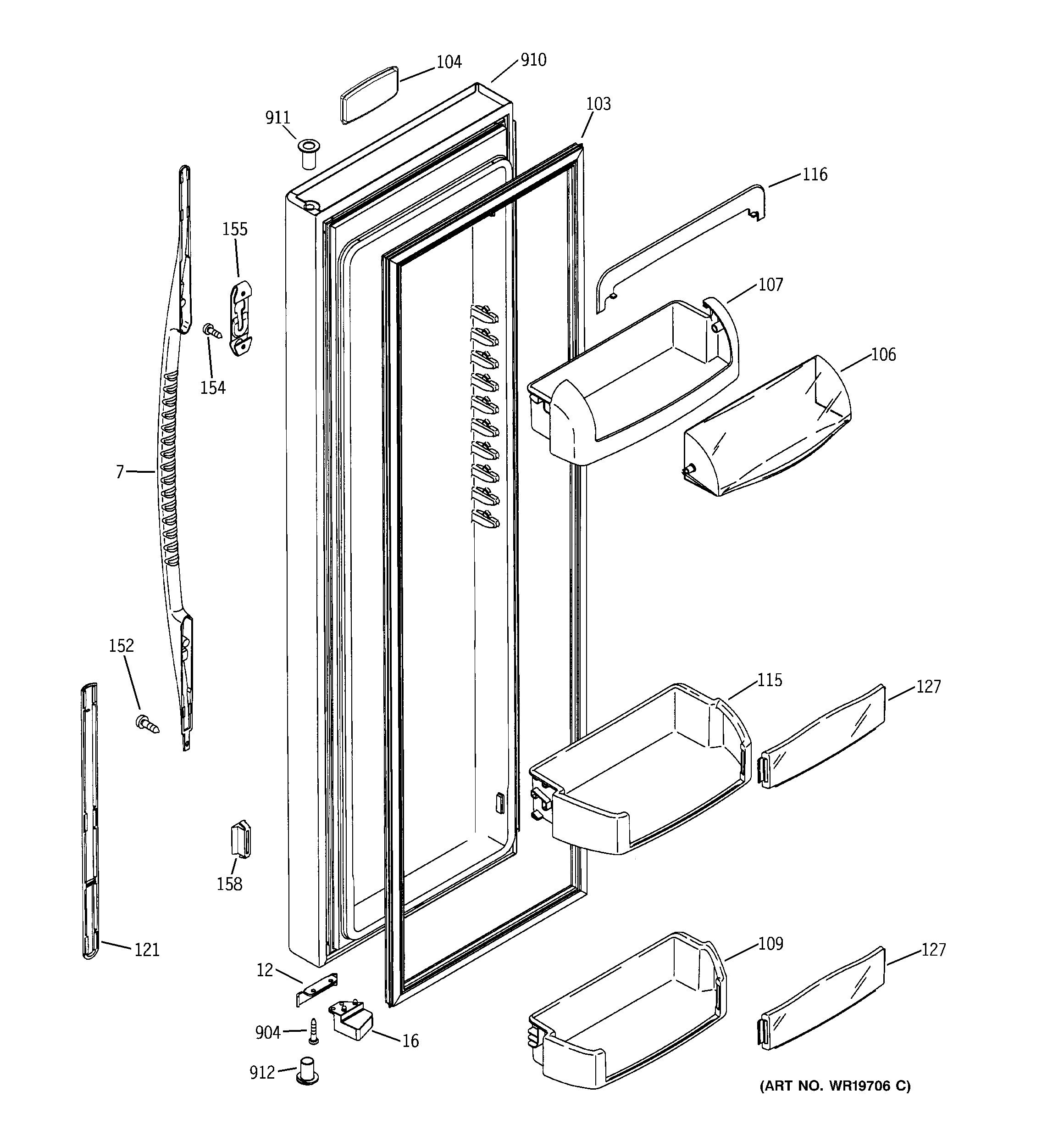 RCA RSK25LAPBCCC fresh food door diagram