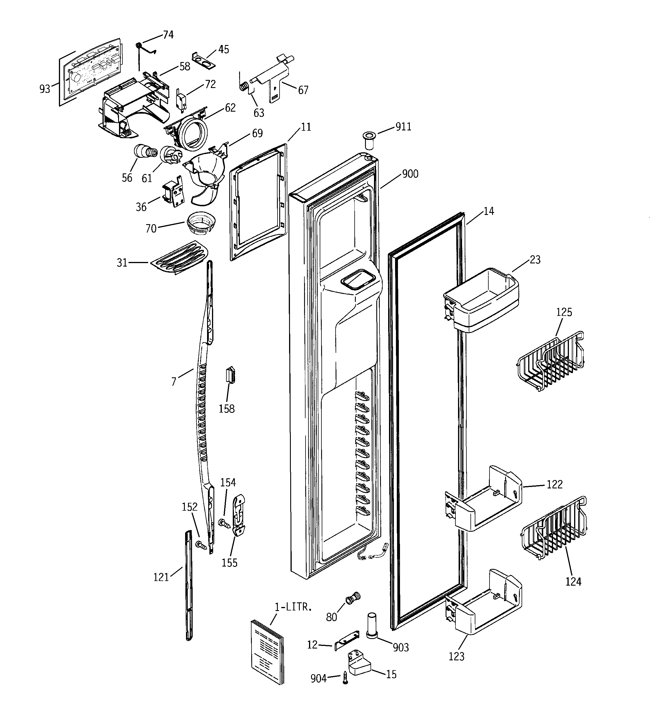 RCA RSK27NGMJCCC freezer door diagram