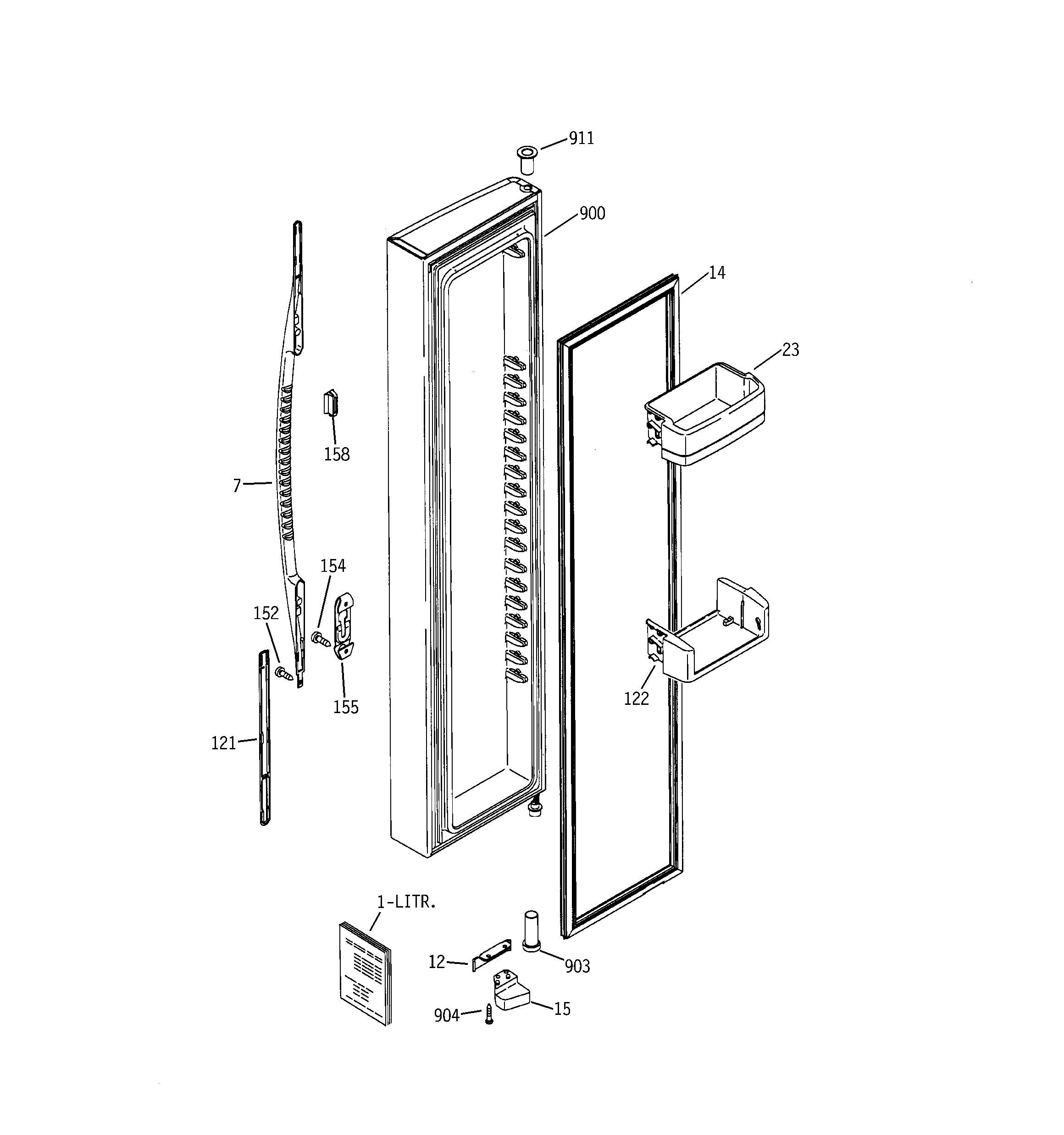 RCA RCK23LAPBFCC freezer door diagram