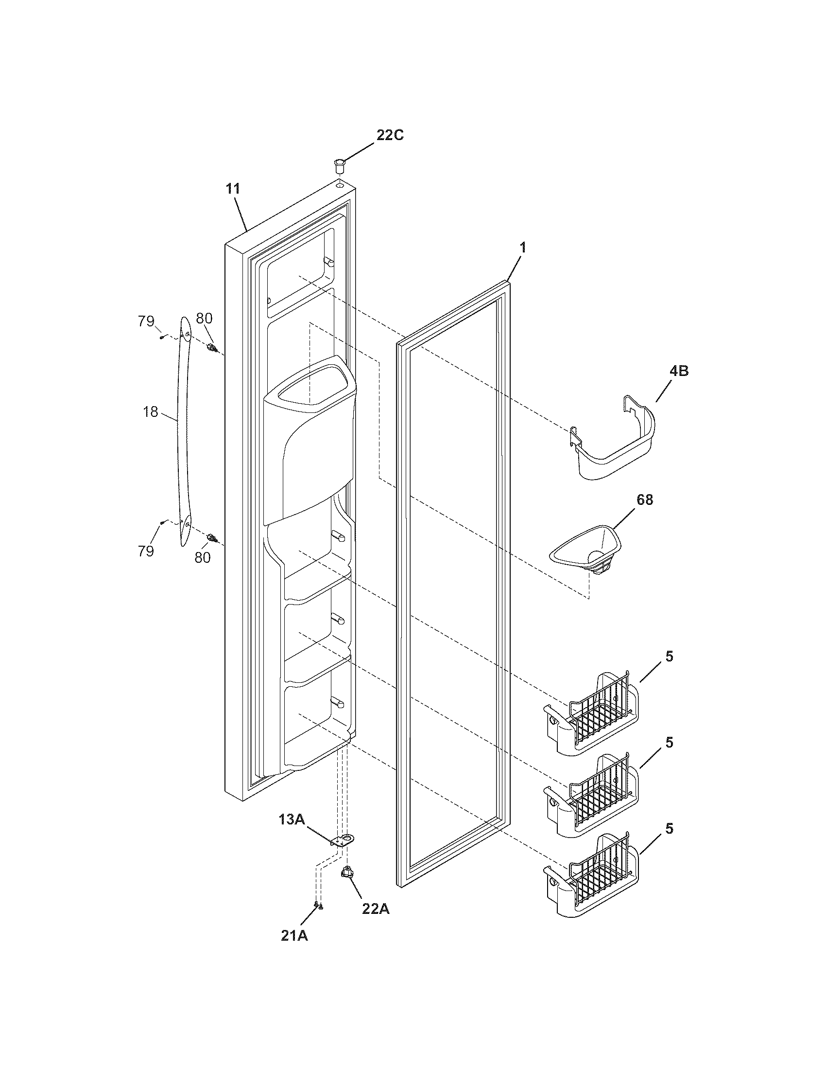 Kenmore Elite 25344382403 freezer door diagram