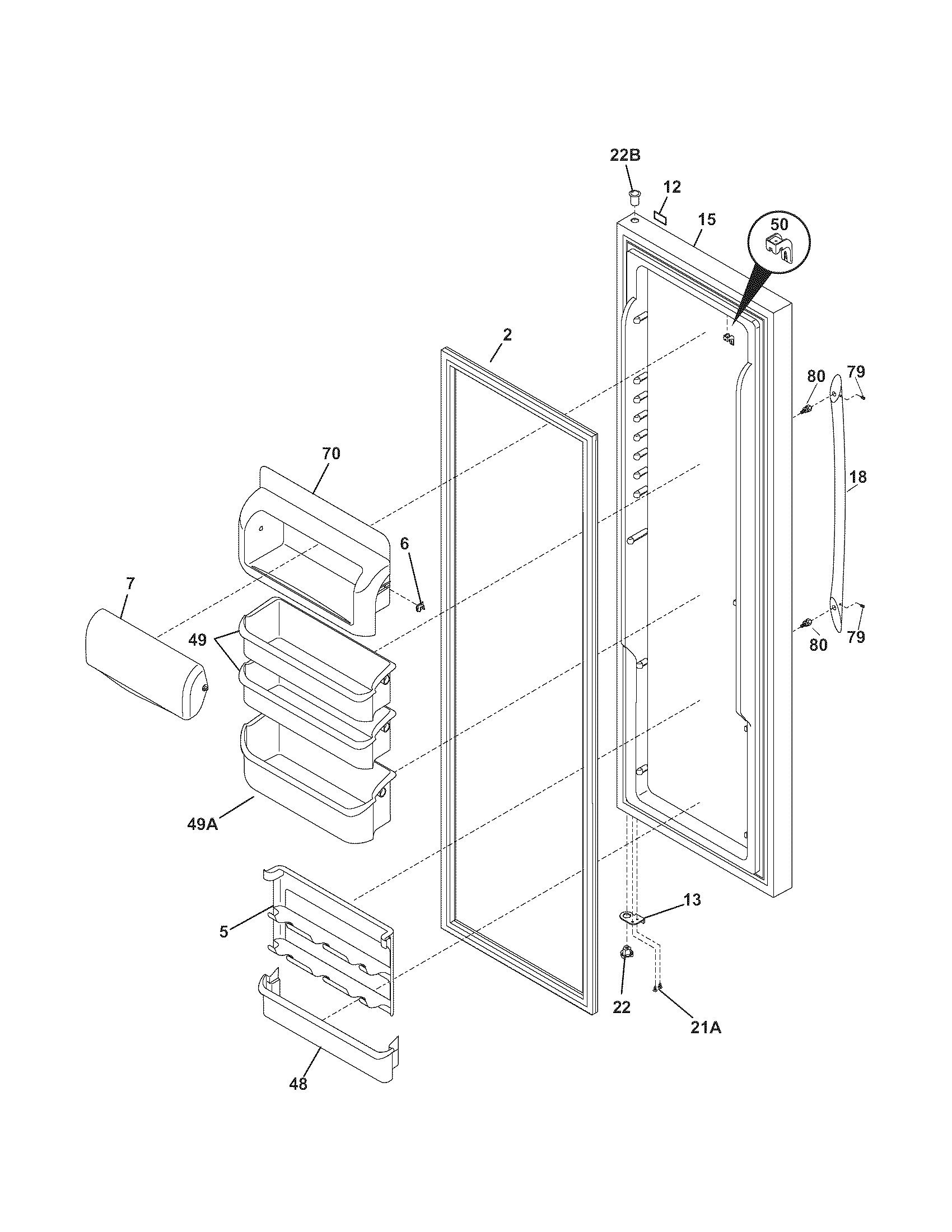 Kenmore Elite 25344382403 refrigerator door diagram