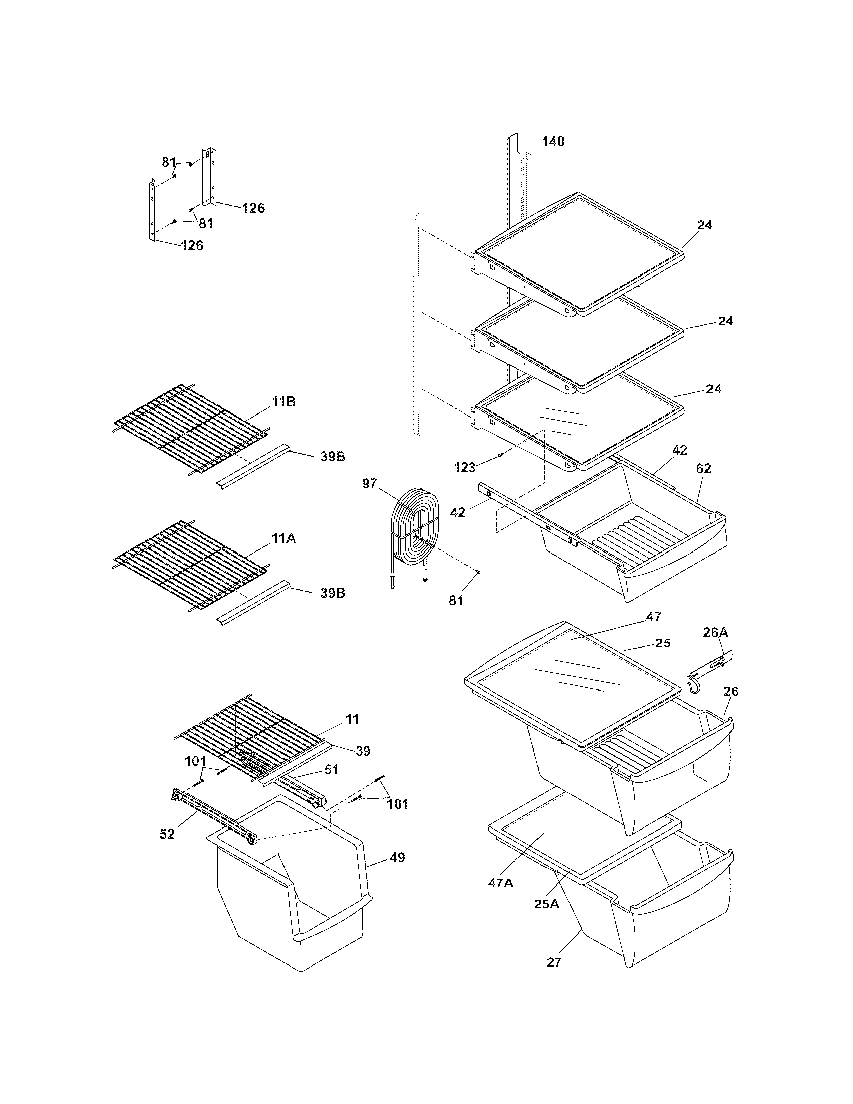 Kenmore 25356512402 shelves diagram