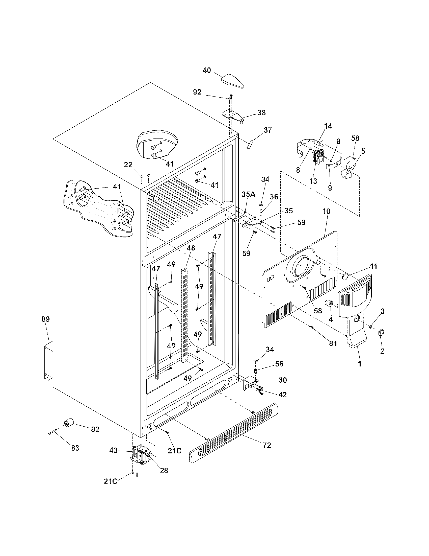 Kenmore 25374172407 cabinet diagram