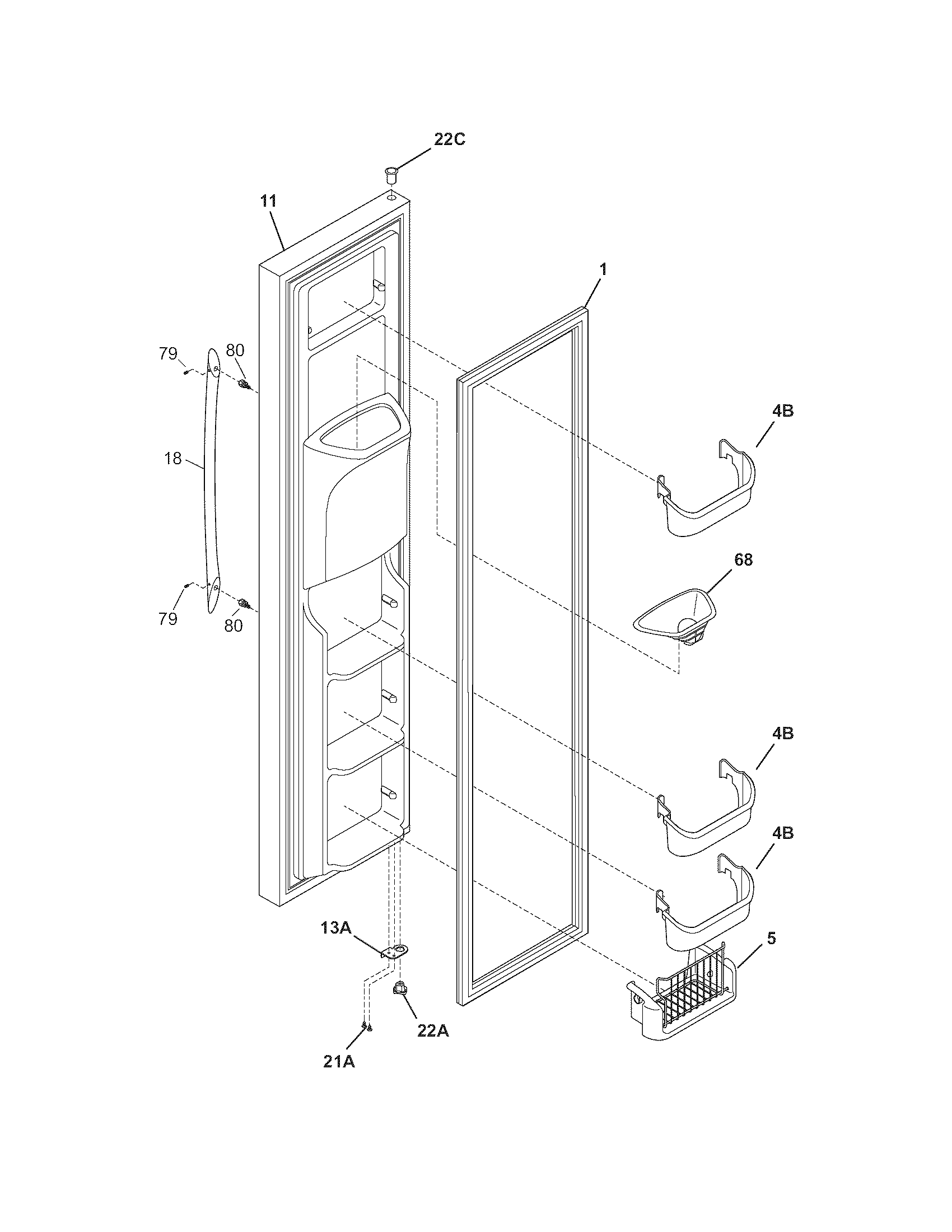 Frigidaire FSC23BBDSB5 freezer door diagram