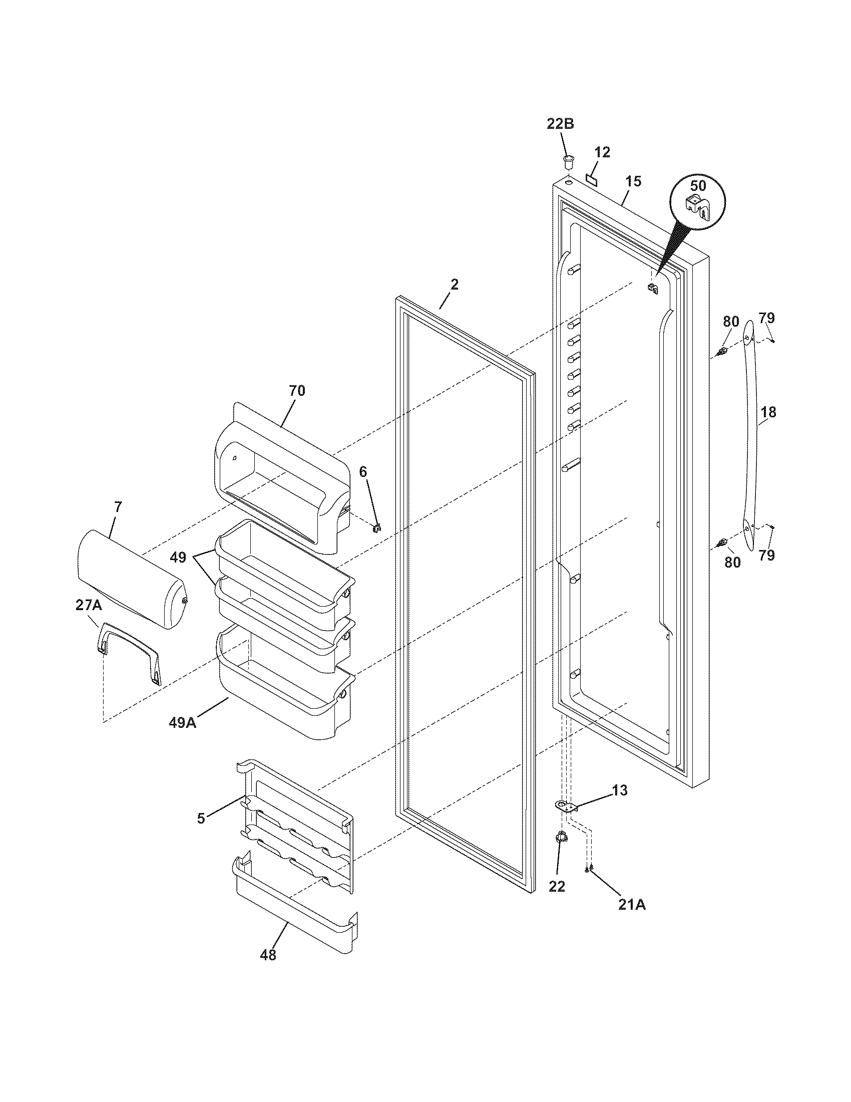 Frigidaire FSC23F7DSB2 refrigerator door diagram