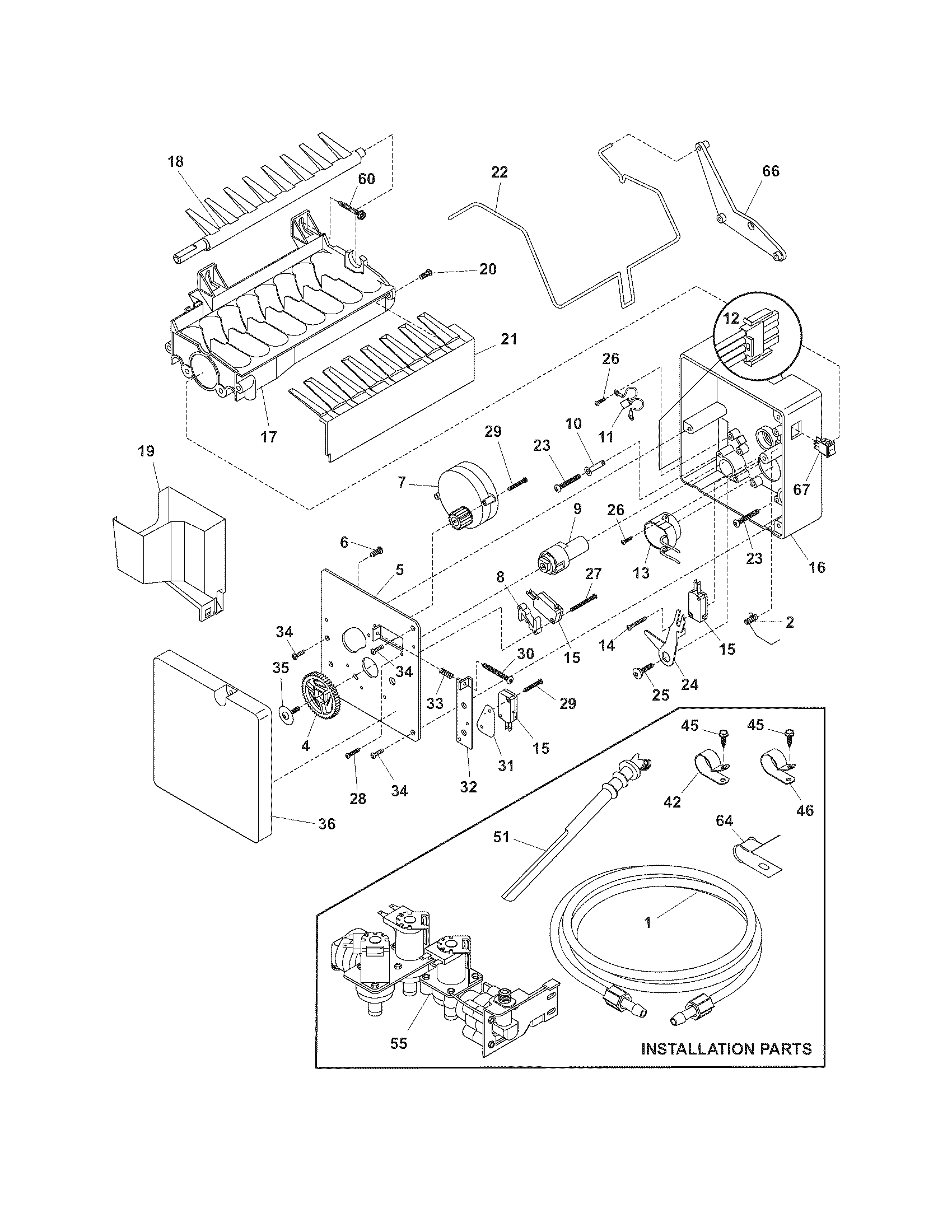 Frigidaire FRS26TS6DW3 ice maker diagram