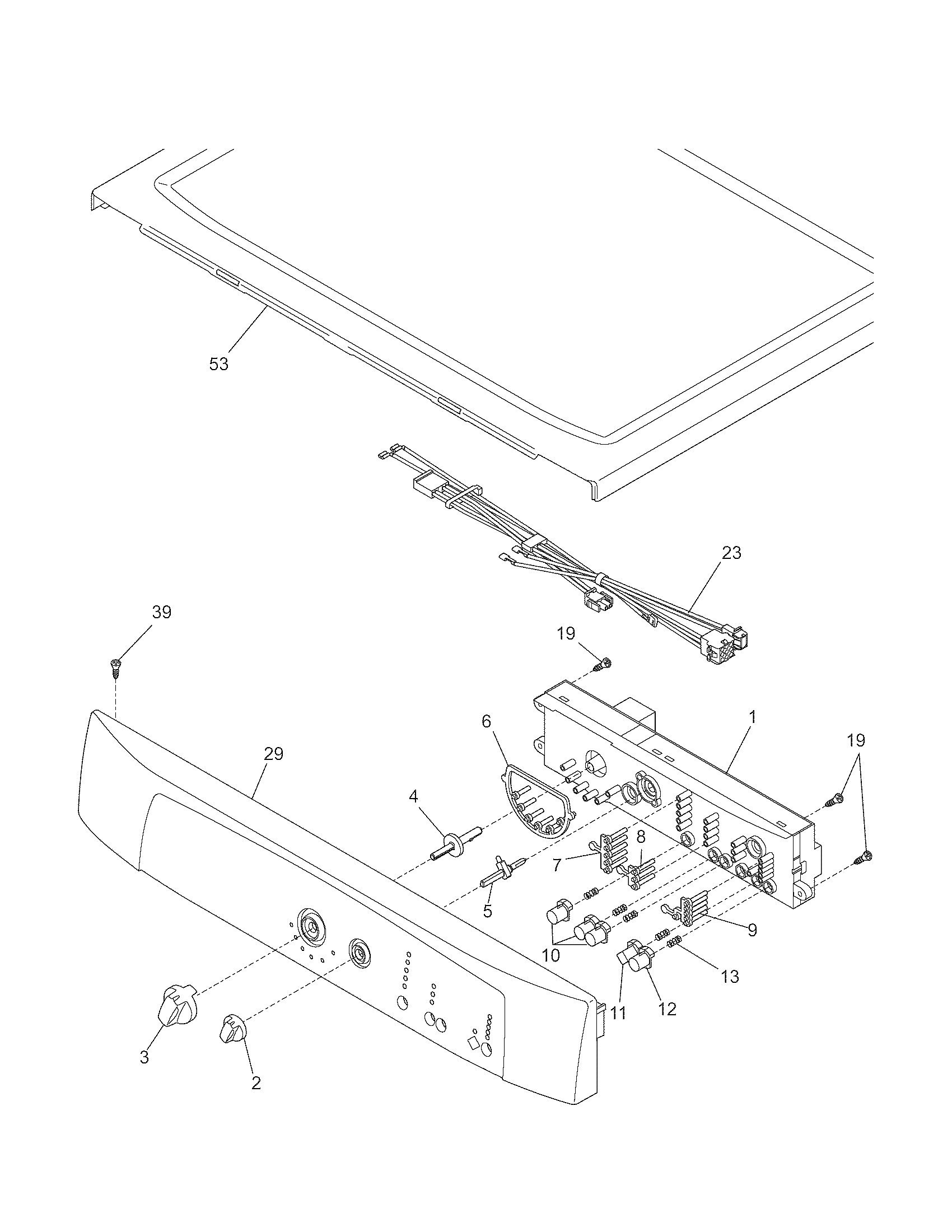 Kenmore 41794052500 controls/top panel diagram