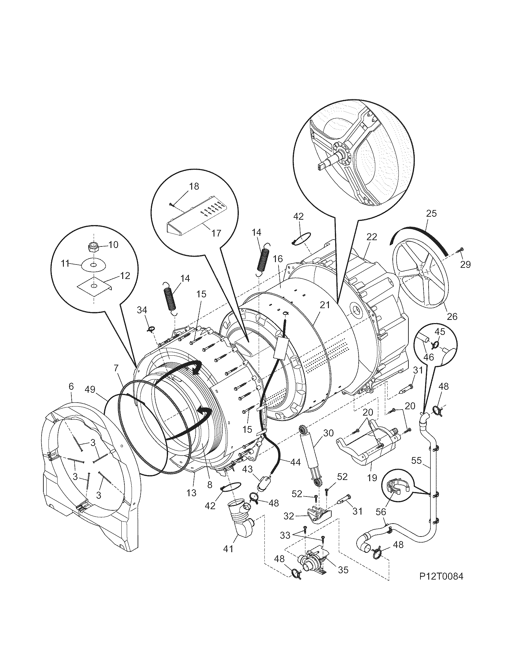 Kenmore 41744152400 motor/tub diagram