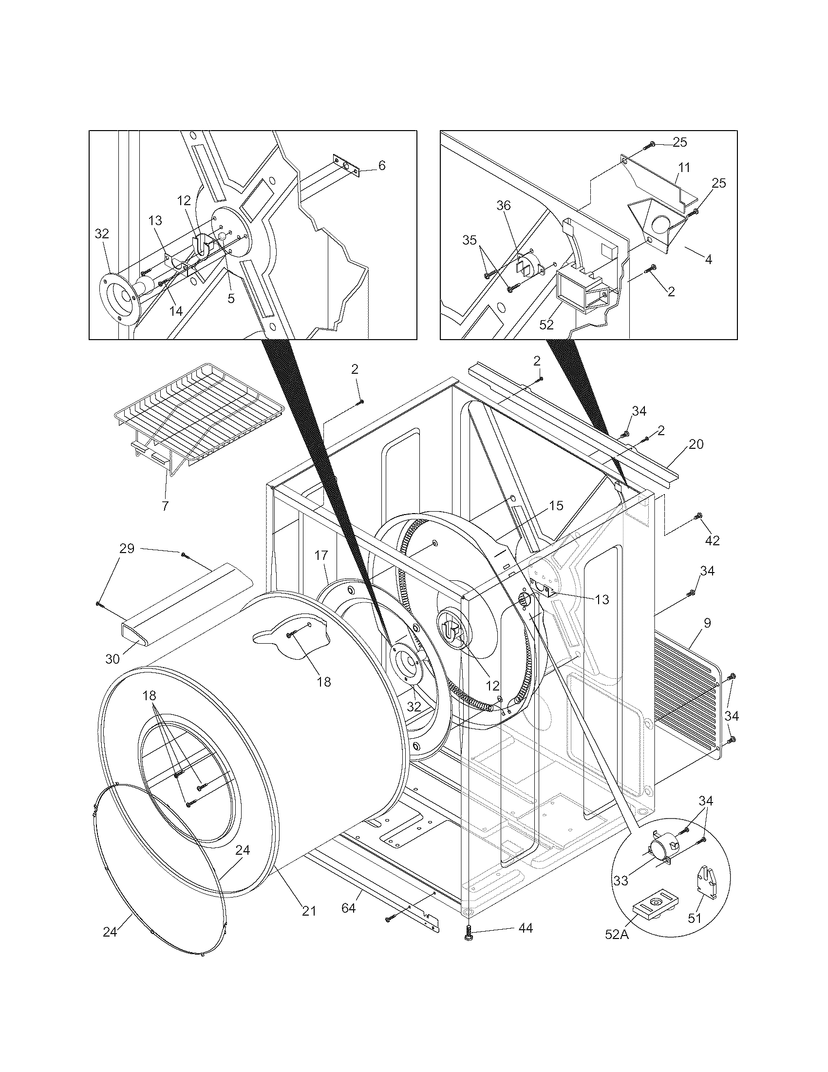 Kenmore 41784152500 cabinet/drum diagram