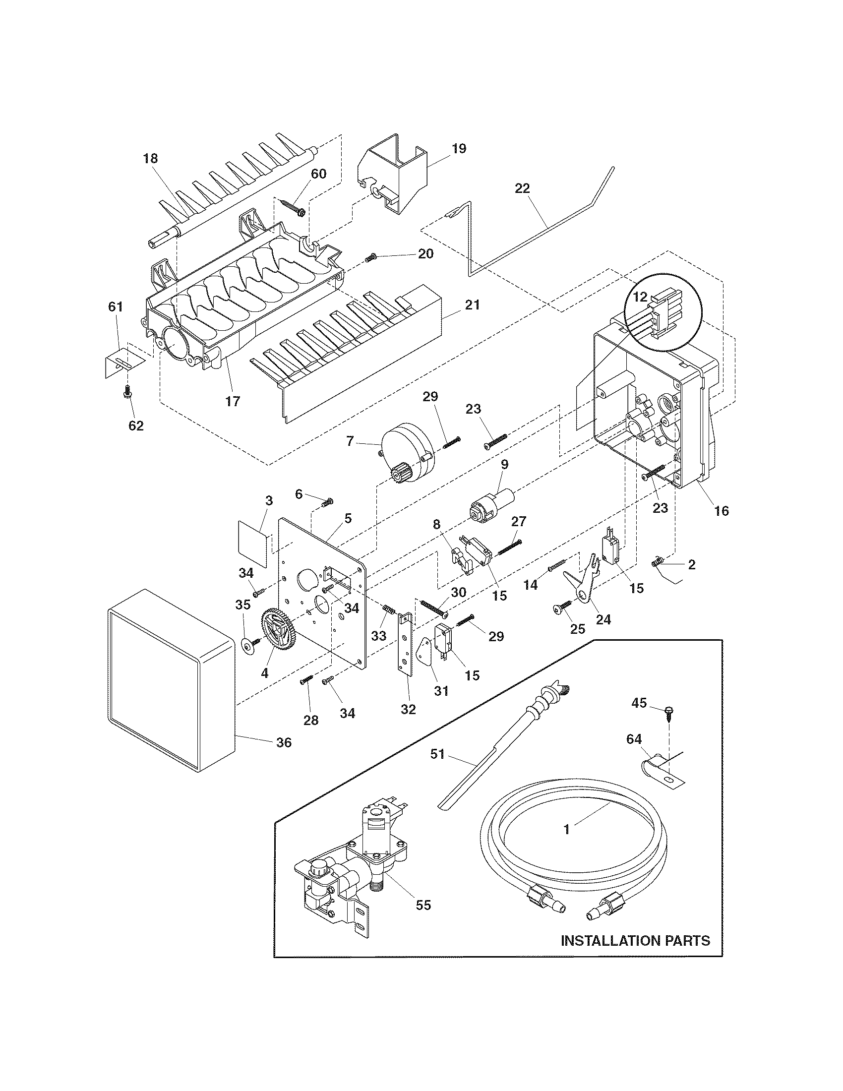 Kenmore 25374179409 ice maker diagram