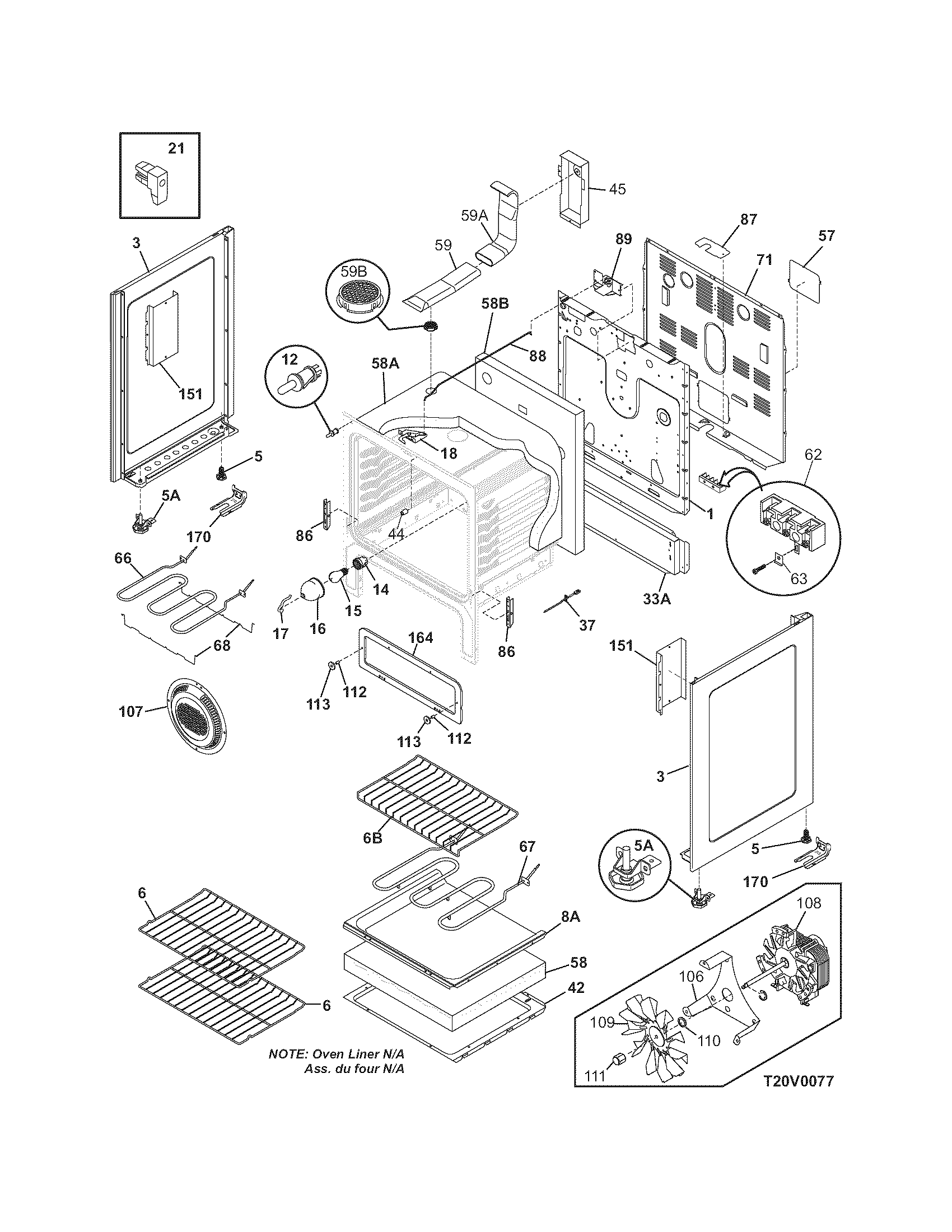 Frigidaire GLEFM385DSA body diagram