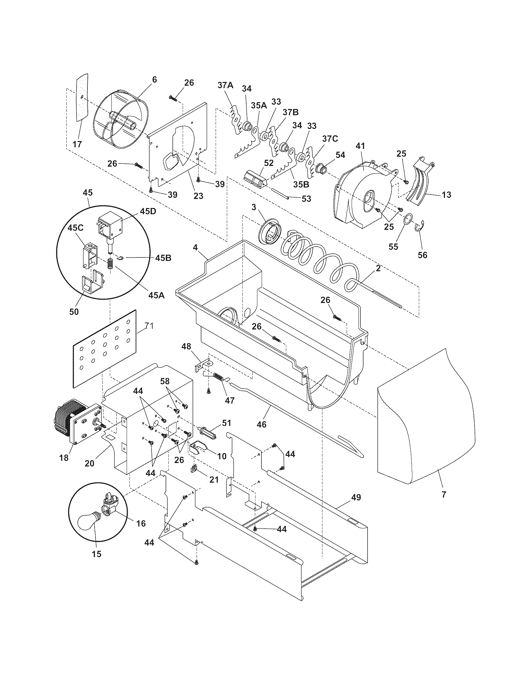 Frigidaire FRS26LF8CSN ice container diagram