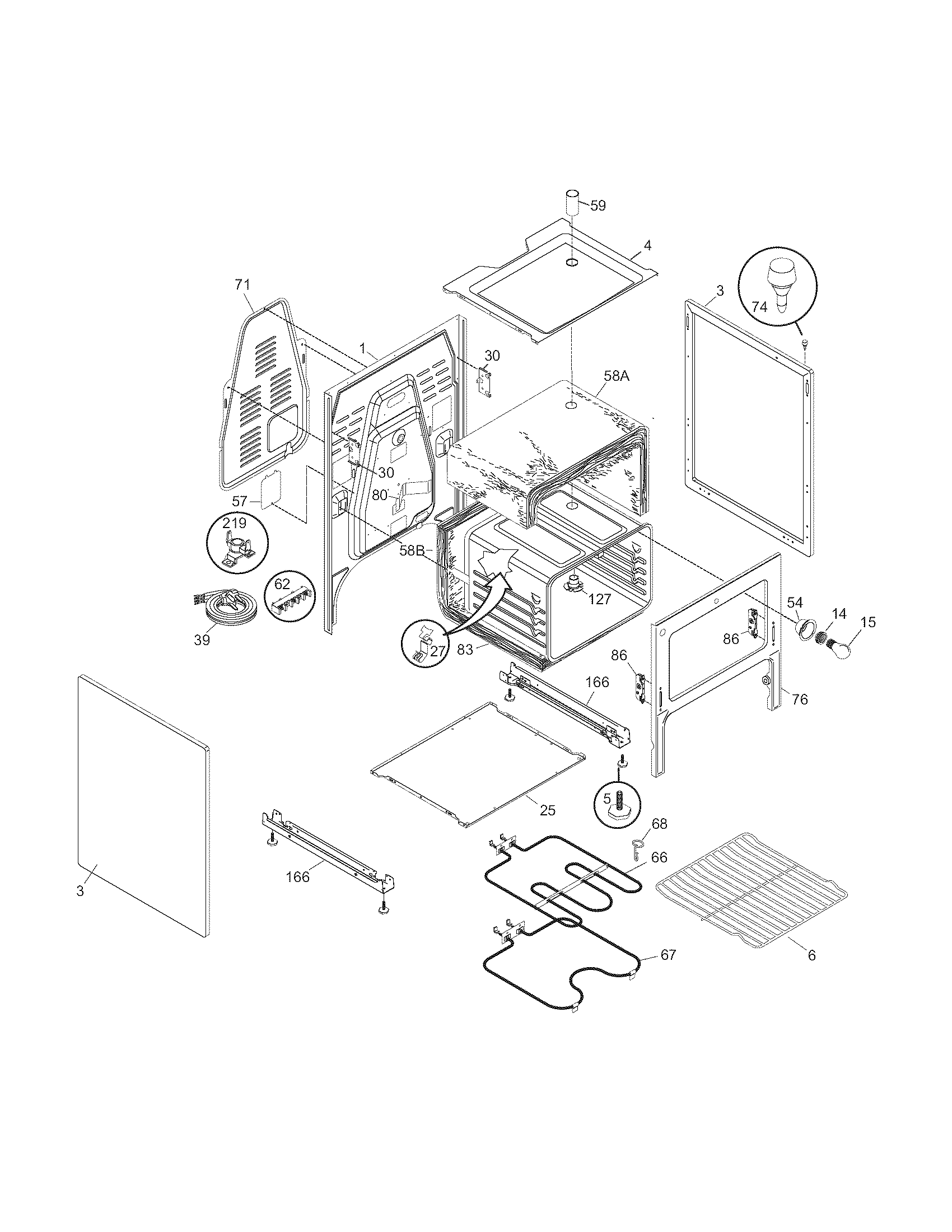 White-Westinghouse CWEF311ES1 body diagram