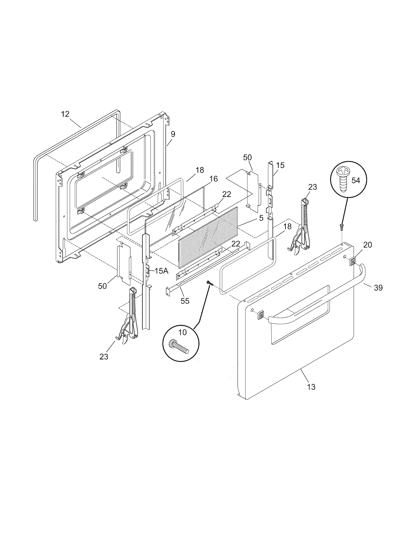 White-Westinghouse CWEF311ES1 door diagram