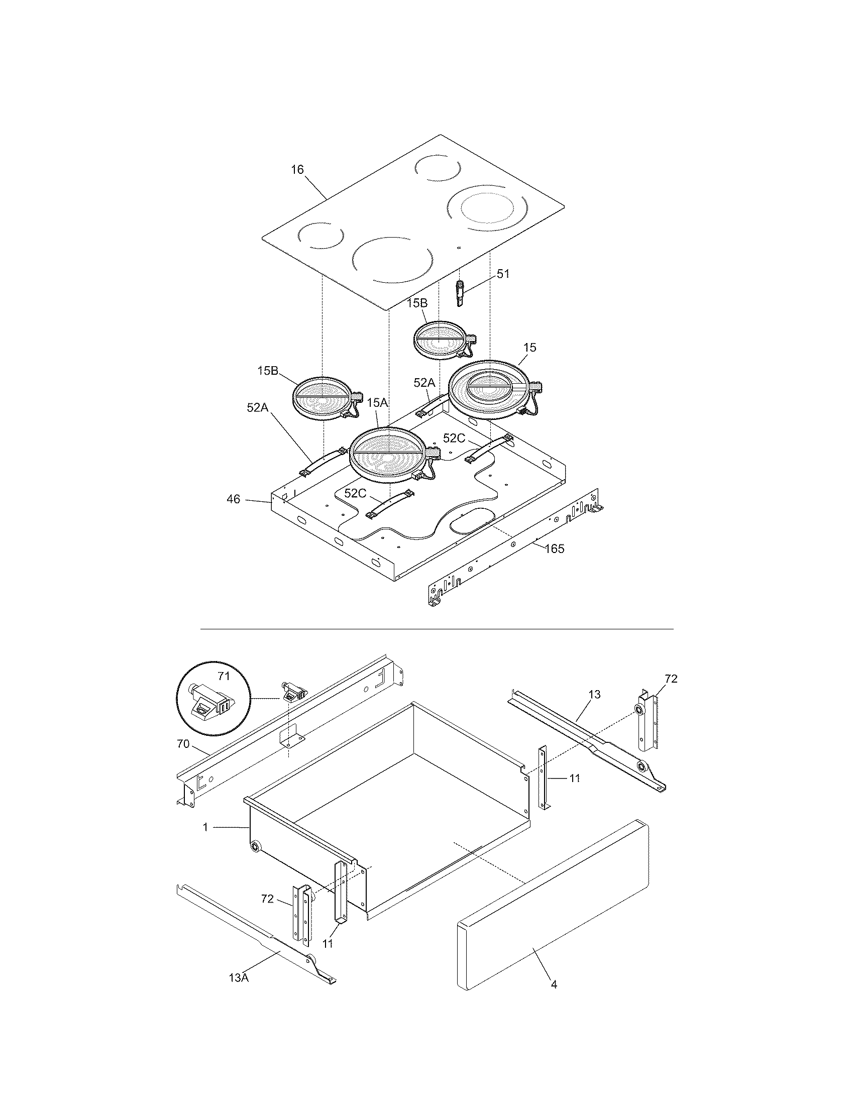 Kenmore 79046351401 top/drawer diagram