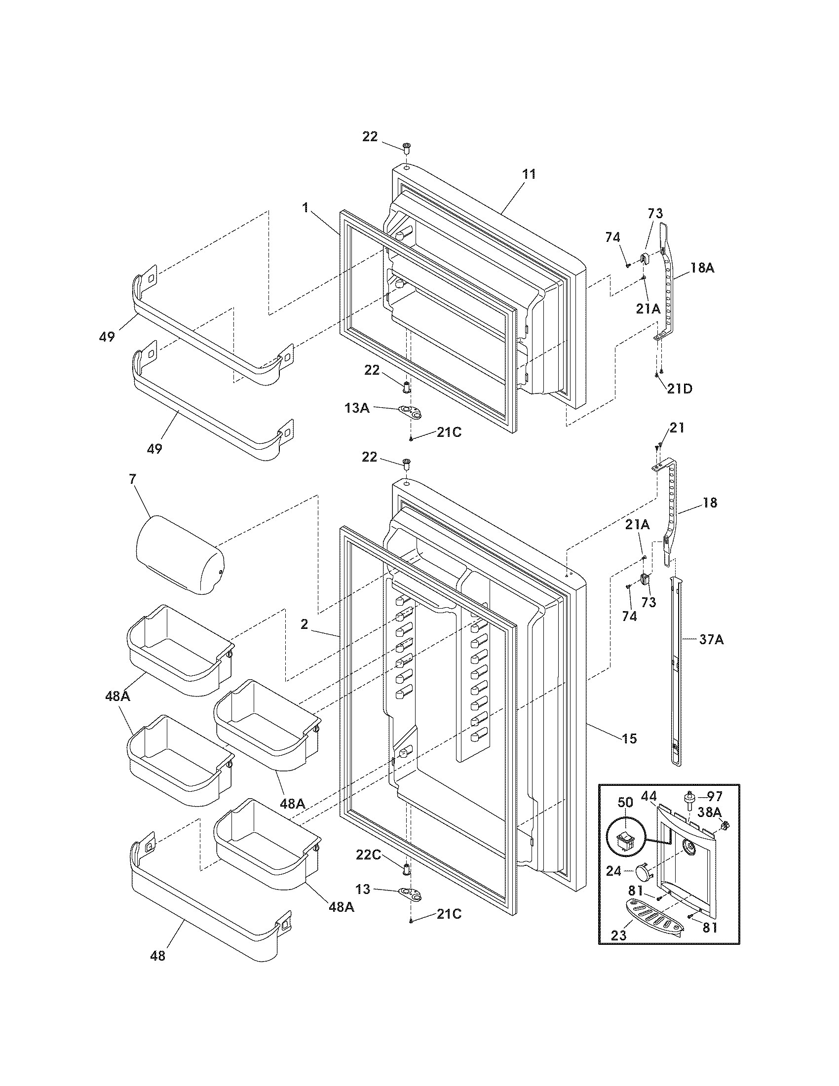 Kenmore 25376124407 door diagram