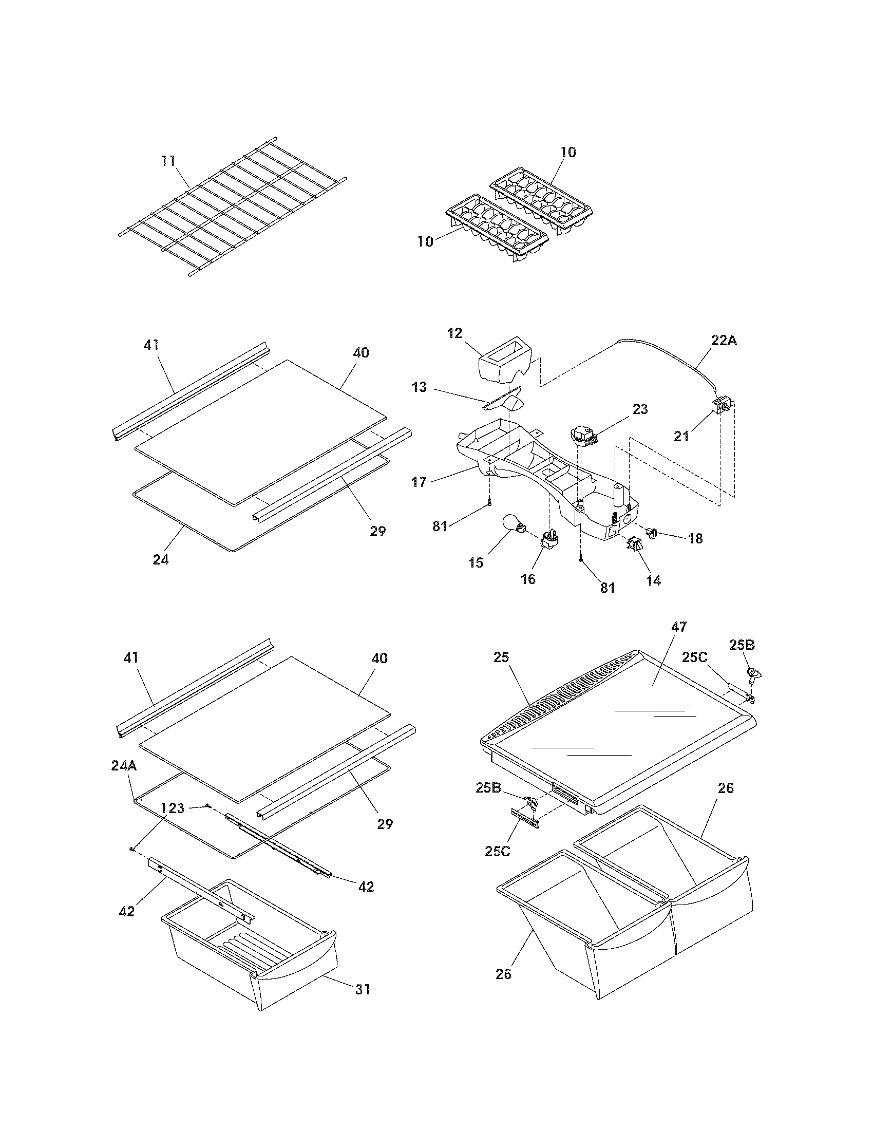 Kenmore 25364194409 shelves diagram