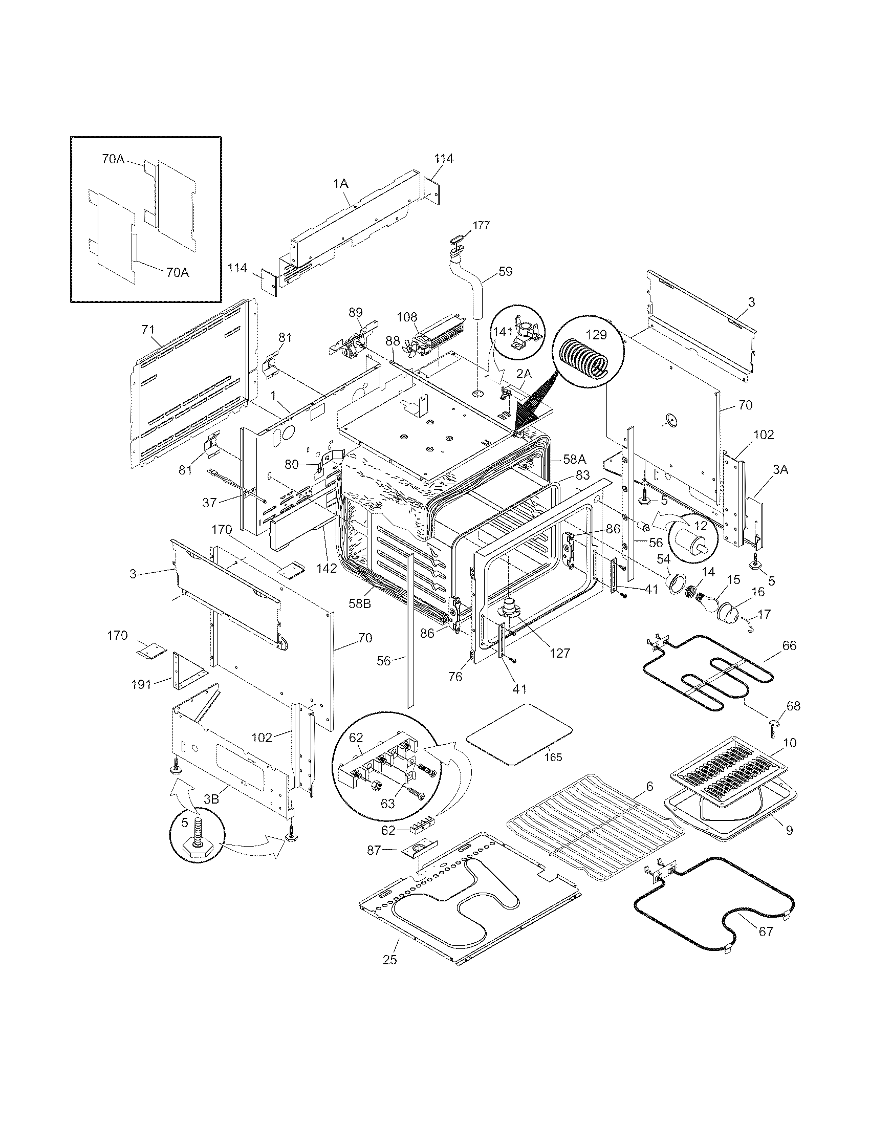 Frigidaire FES367ABH body diagram