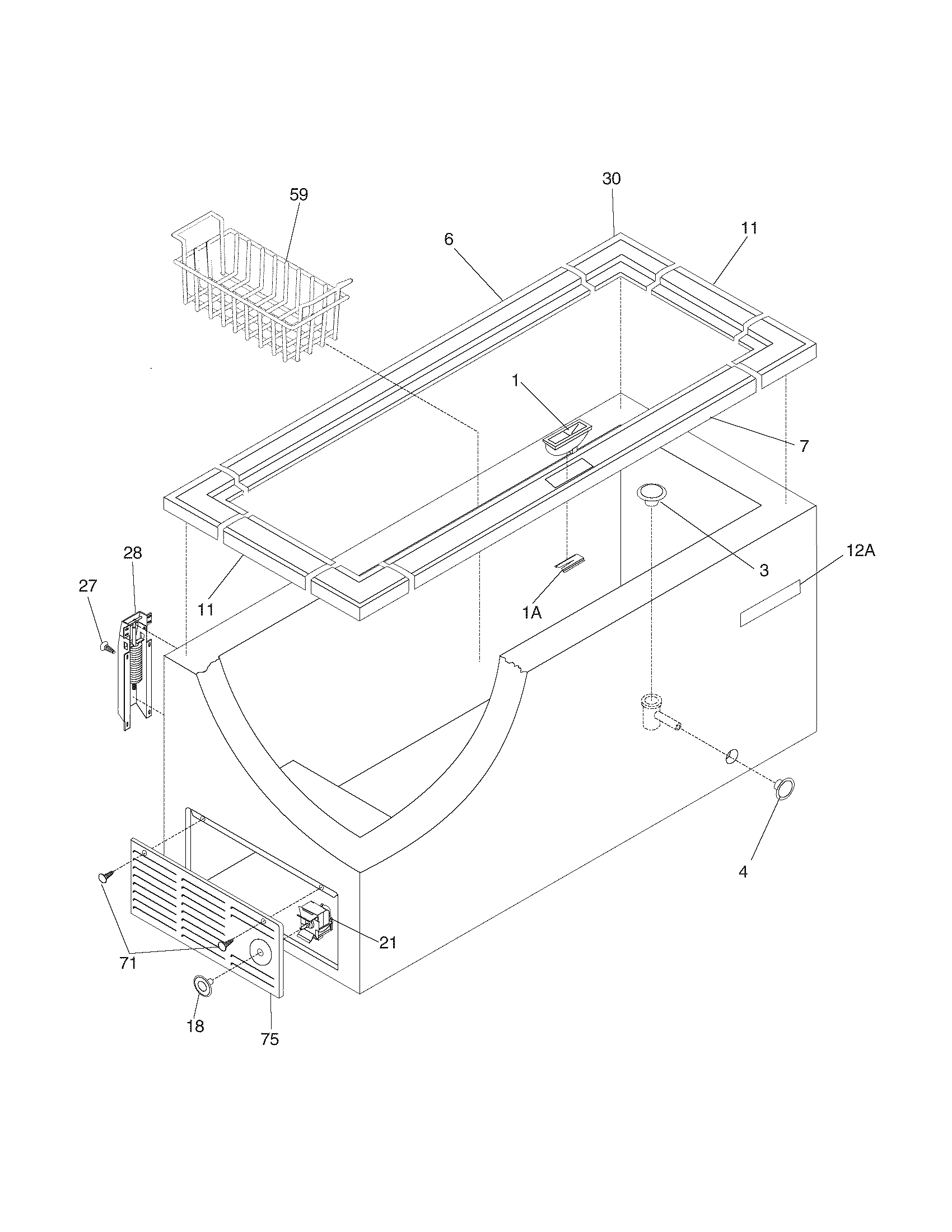 White-Westinghouse WFC20M4BW3 cabinet diagram