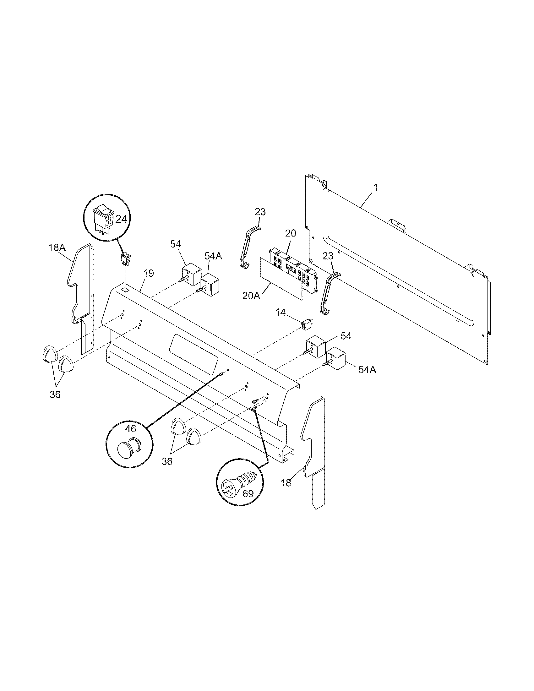 Tappan TEF351DWB backguard diagram