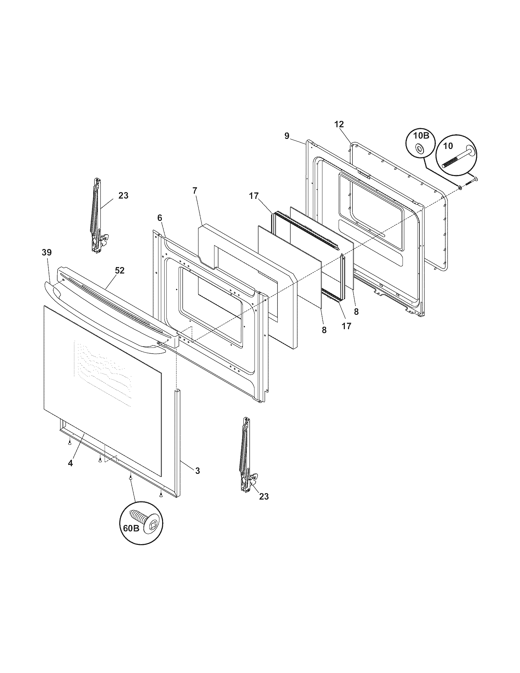 Frigidaire FEF364DSB door diagram