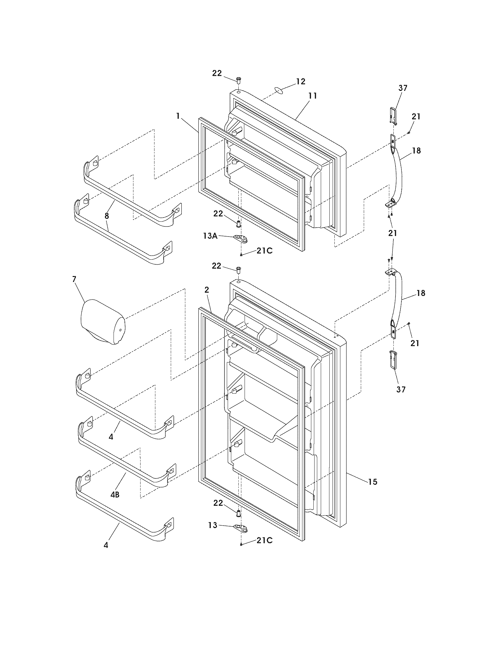 Frigidaire FRT18P6BSK6 door diagram