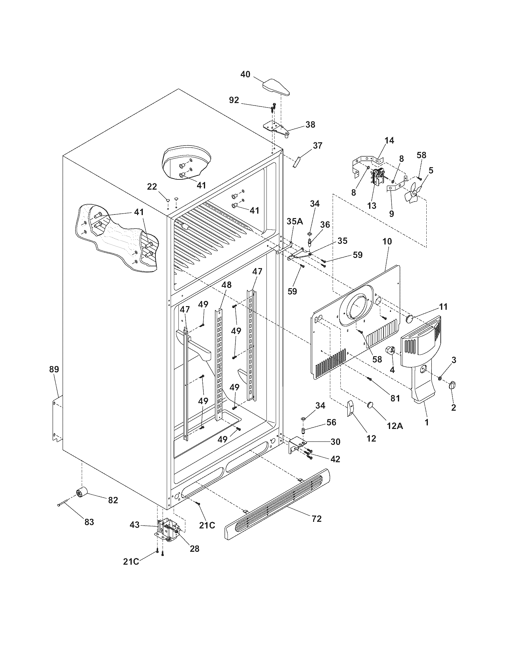 Frigidaire FRT18P6BSK6 cabinet diagram