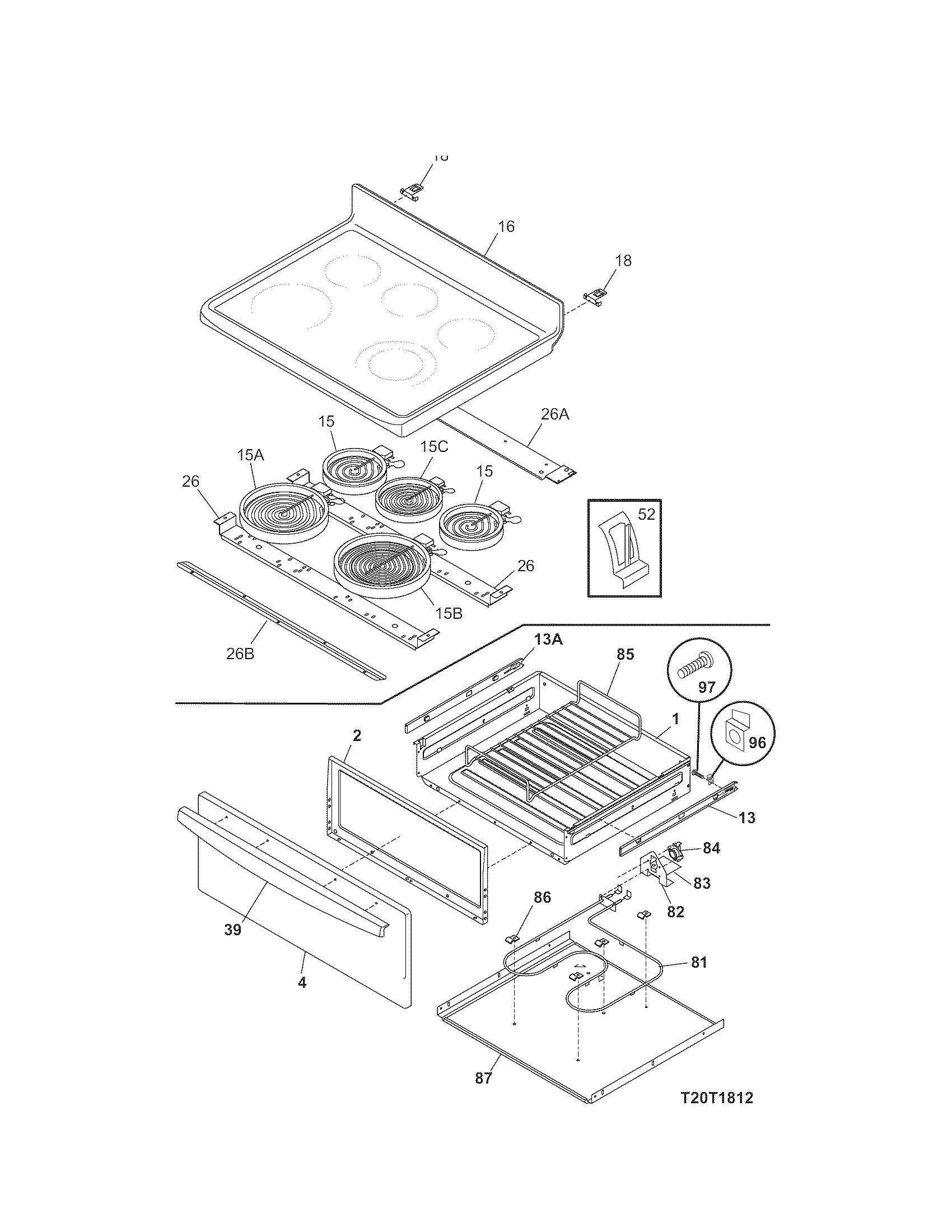Kenmore 79096414403 top/drawer diagram