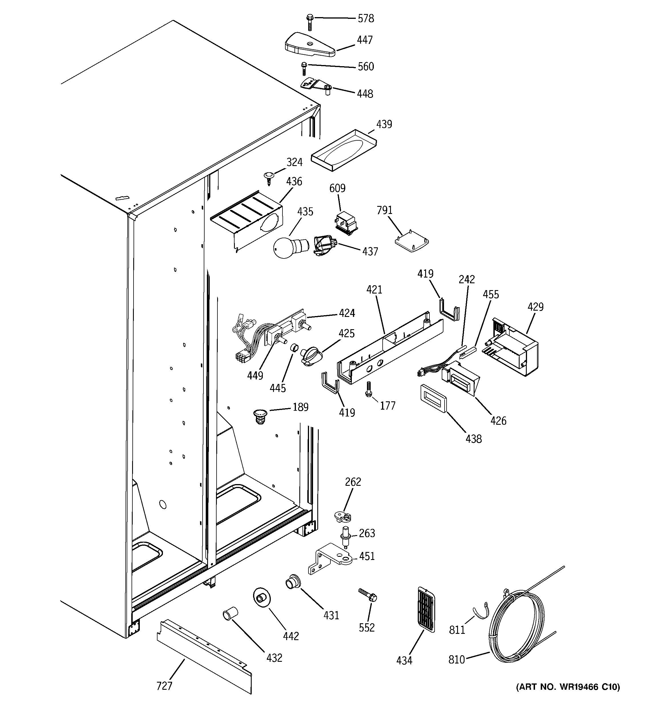 RCA RSG25KEPHFWW fresh food section diagram
