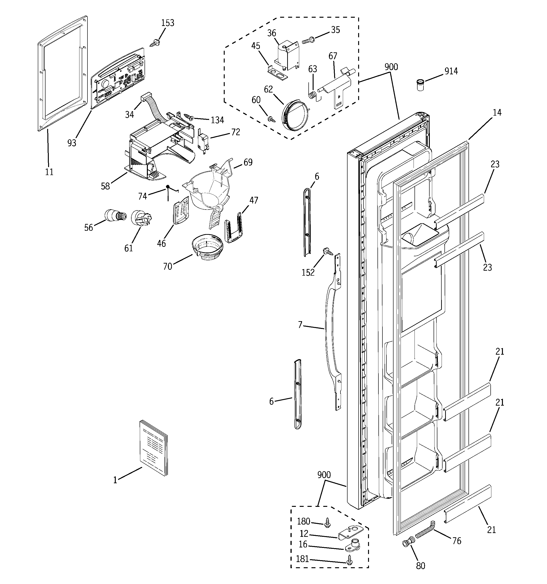 RCA RSG20DDPHFWW freezer door diagram