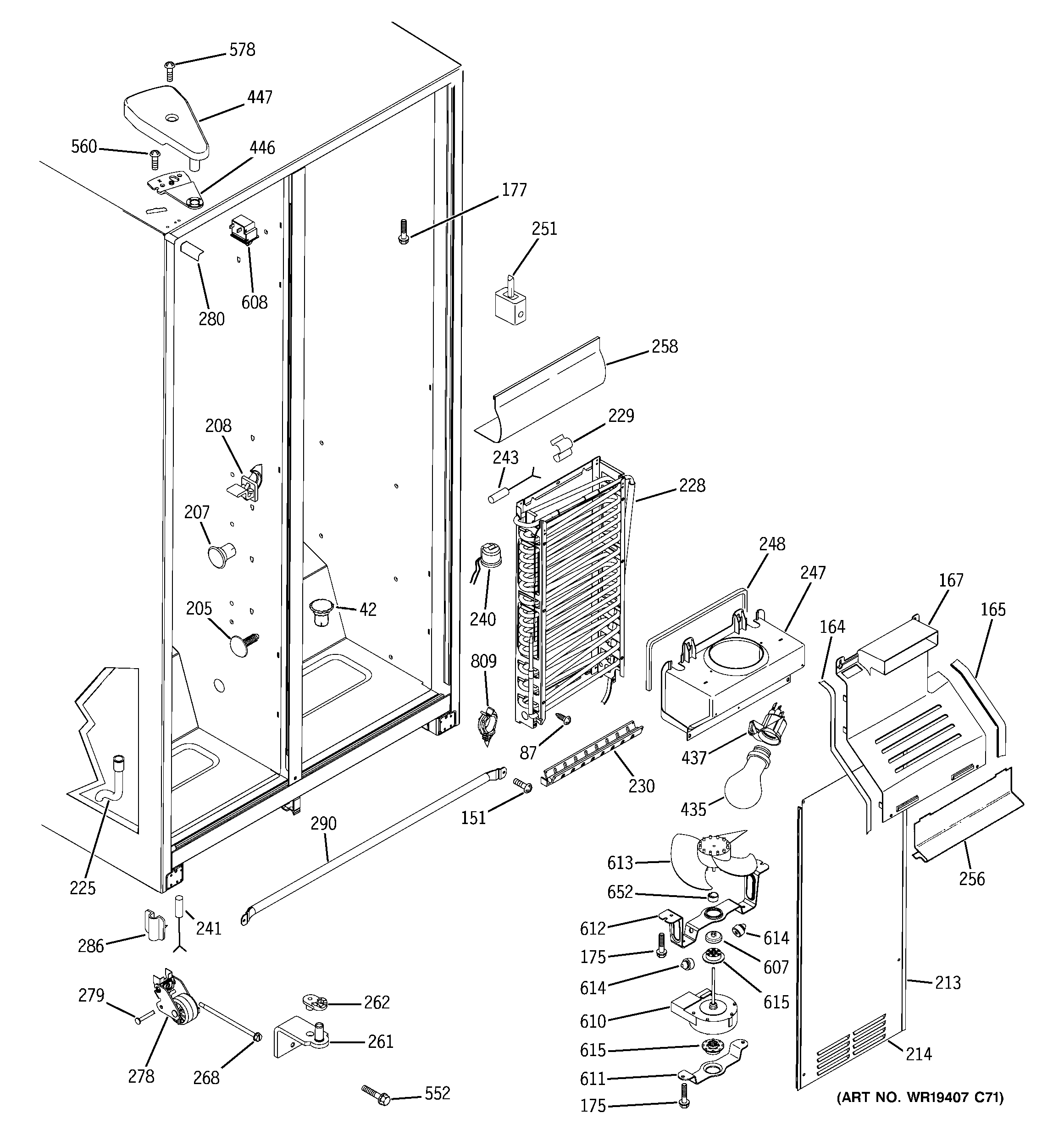 RCA RSG20DDPHFWW freezer section diagram